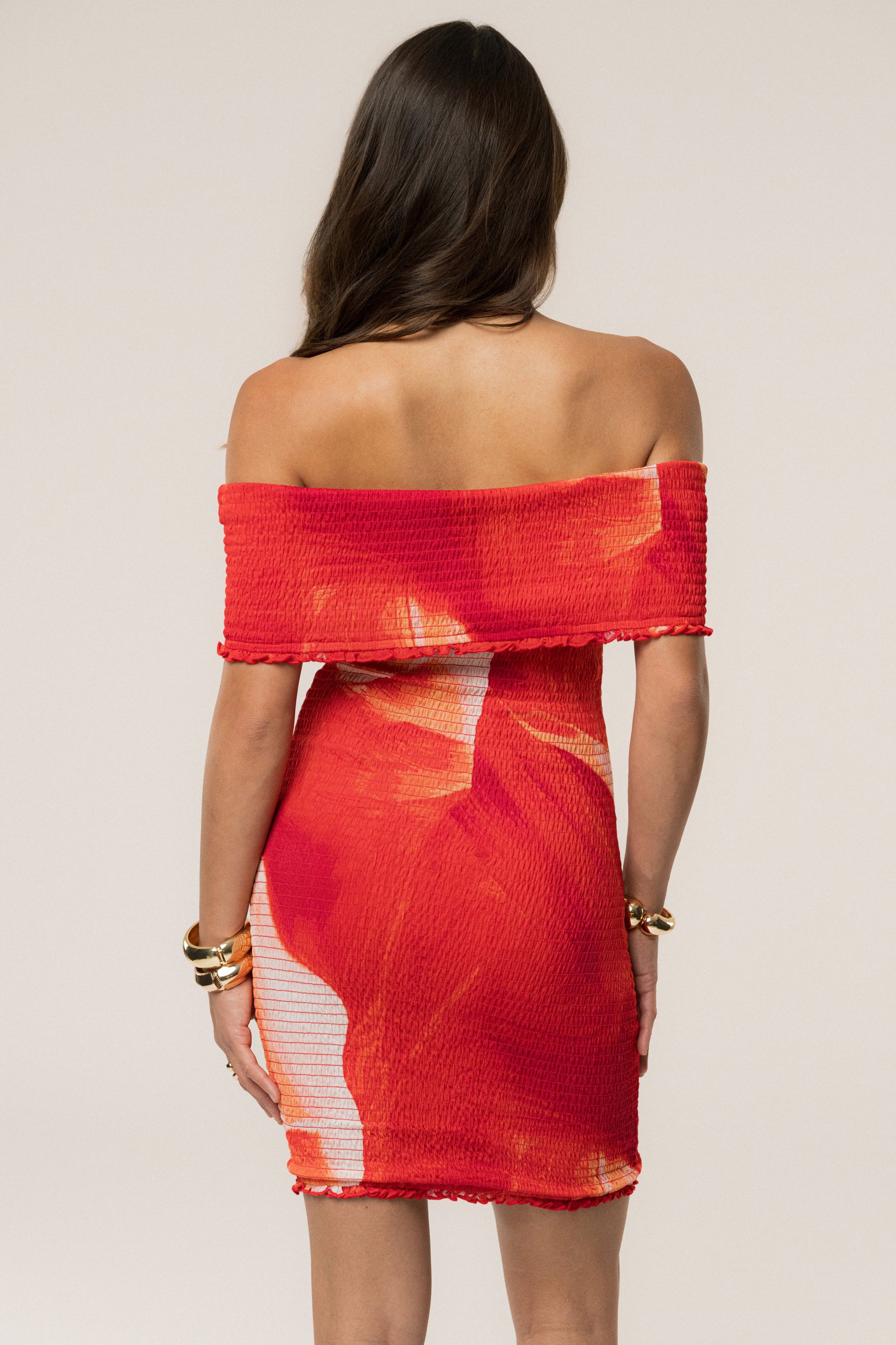 Sunset Red Garden Bliss Mini Dress JLUXLABEL