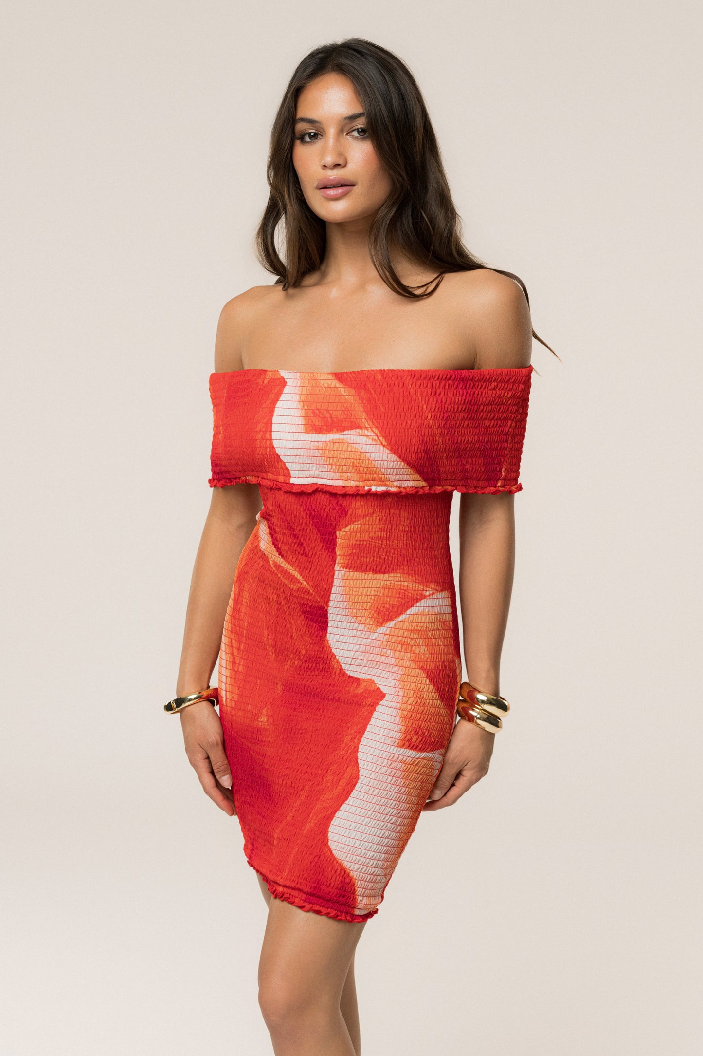 Sunset Red Garden Bliss Mini Dress JLUXLABEL
