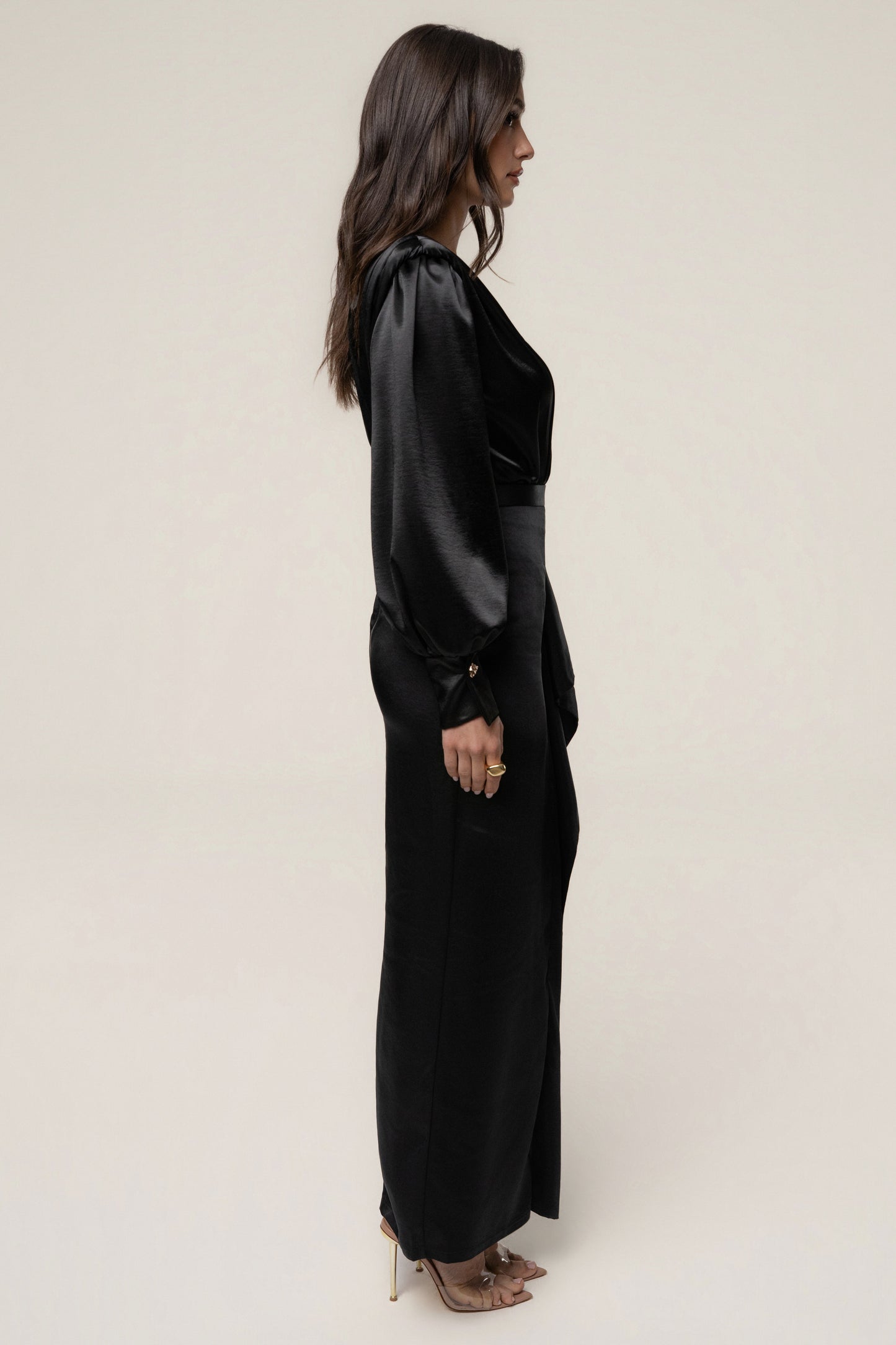 Black Midnight Mirage Satin Skirt JLUXLABEL