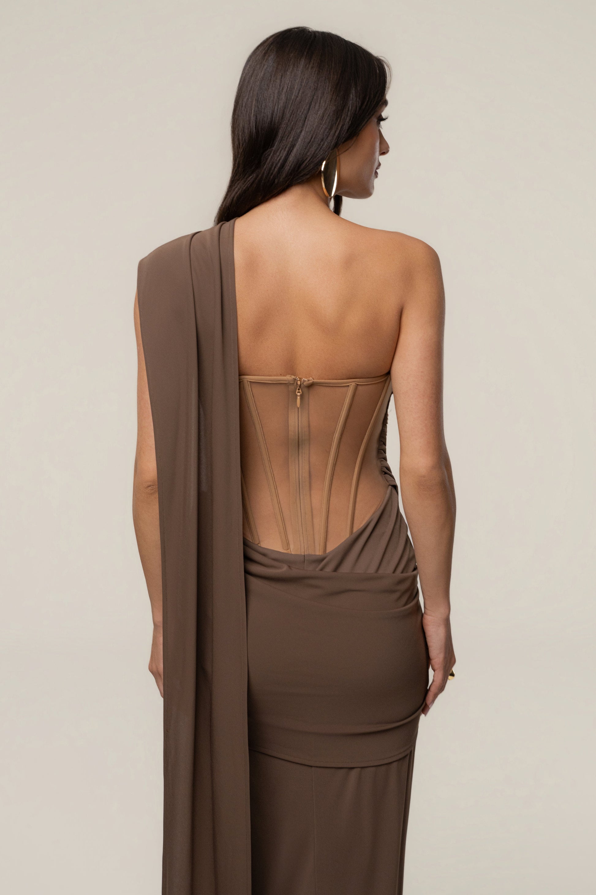 Dark Taupe Empress of Hearts Maxi Gown JLUXLABEL