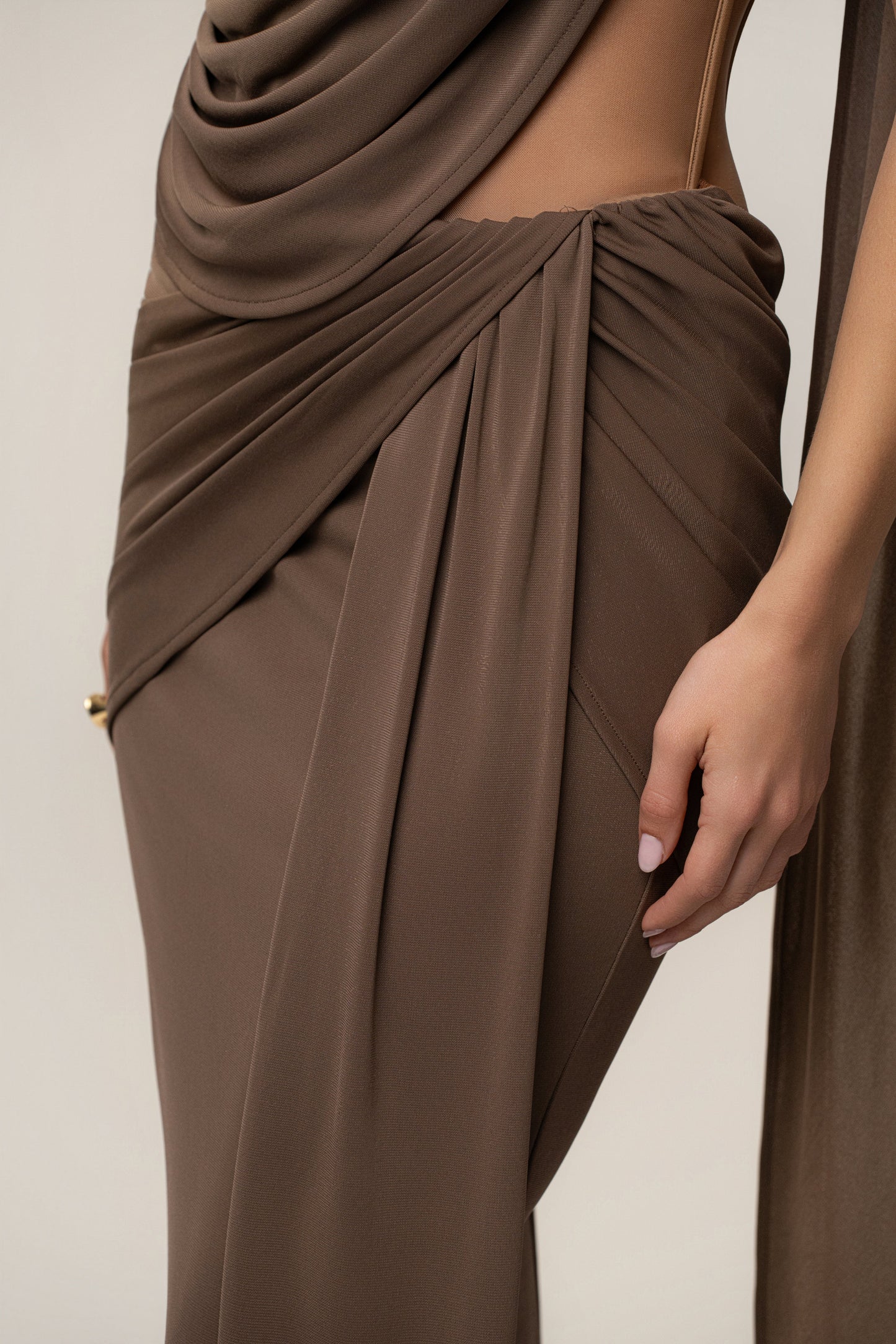 Dark Taupe Empress of Hearts Maxi Gown JLUXLABEL