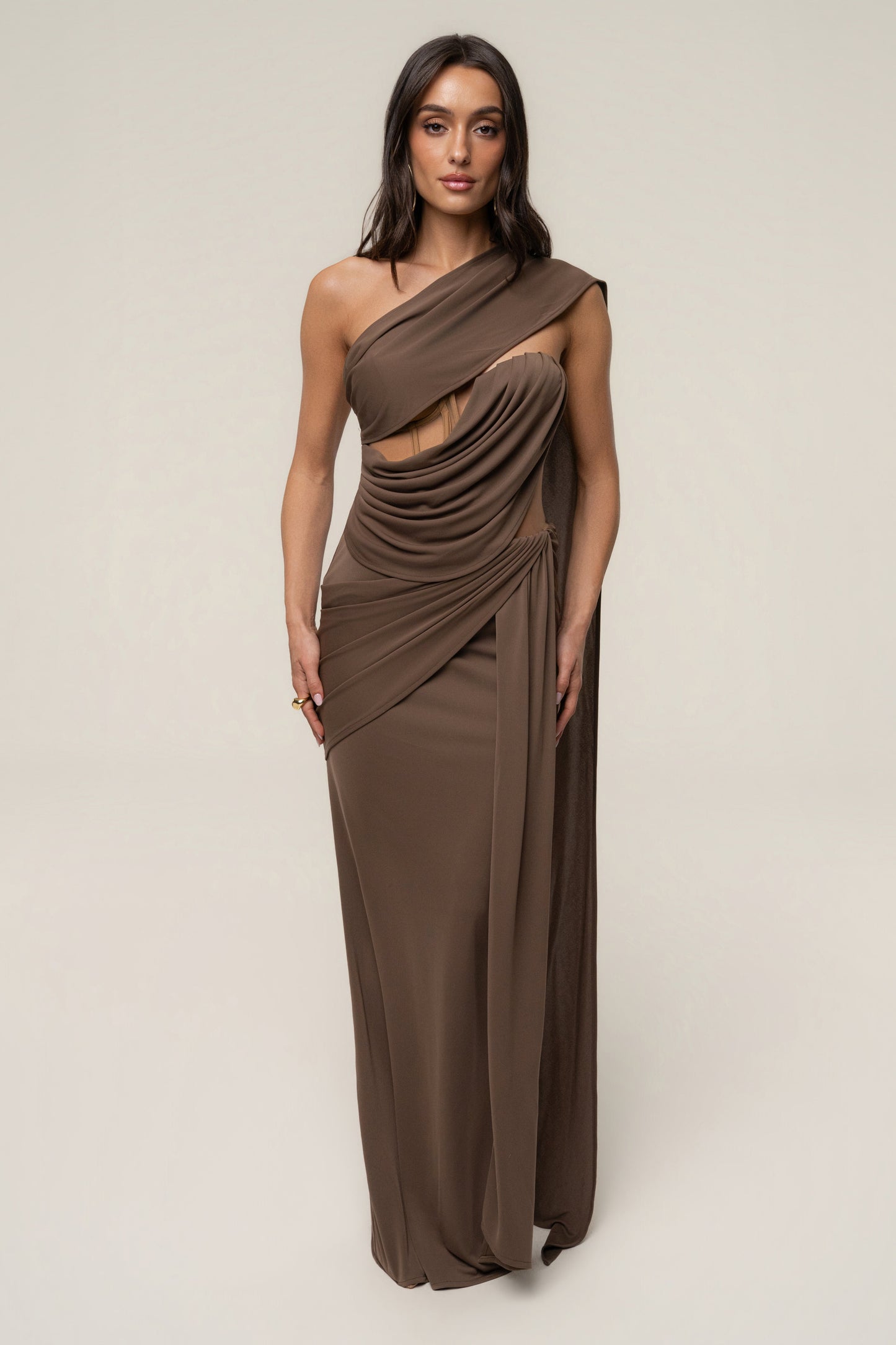 Dark Taupe Empress of Hearts Maxi Gown JLUXLABEL