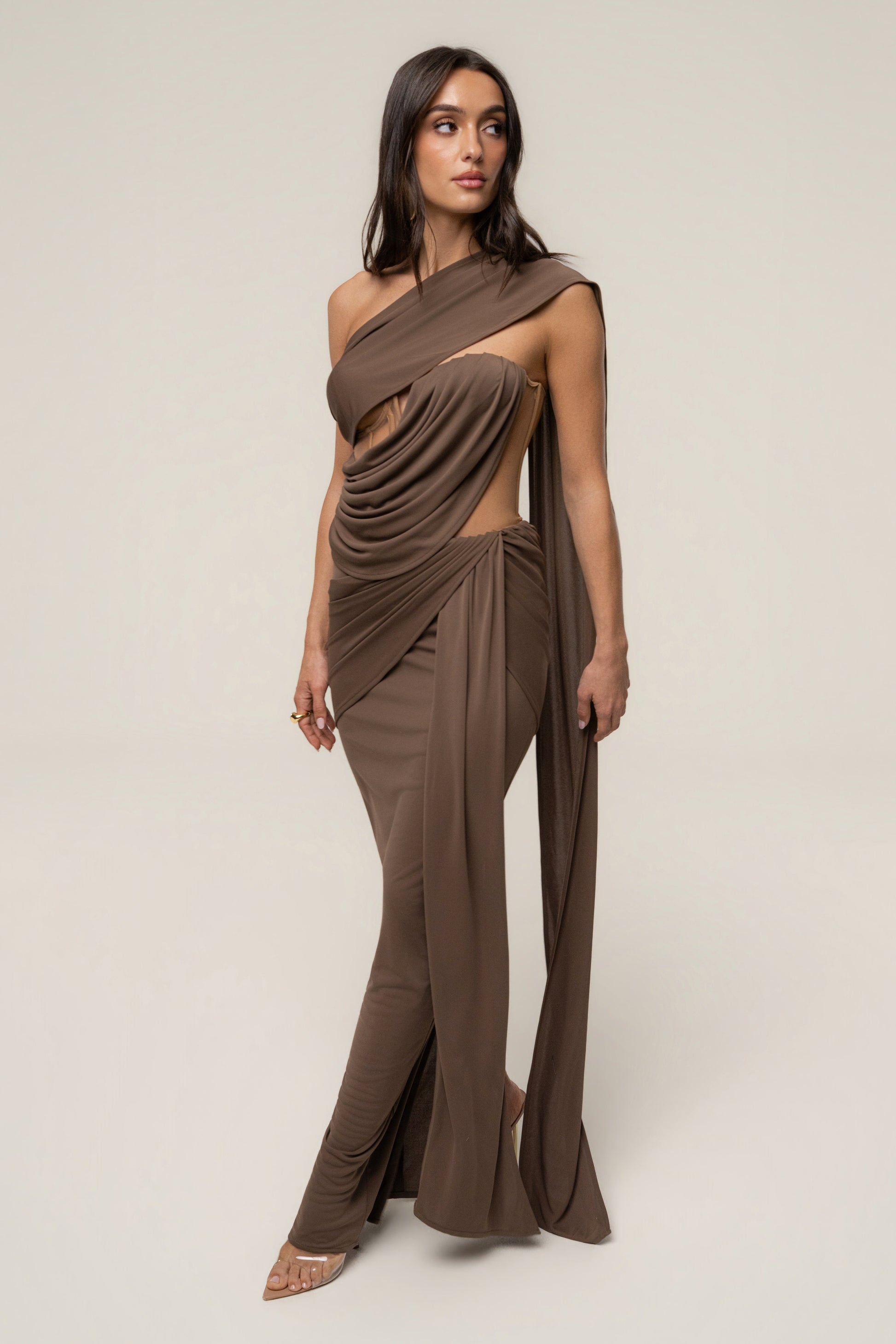 Dark Taupe Empress of Hearts Maxi Gown JLUXLABEL