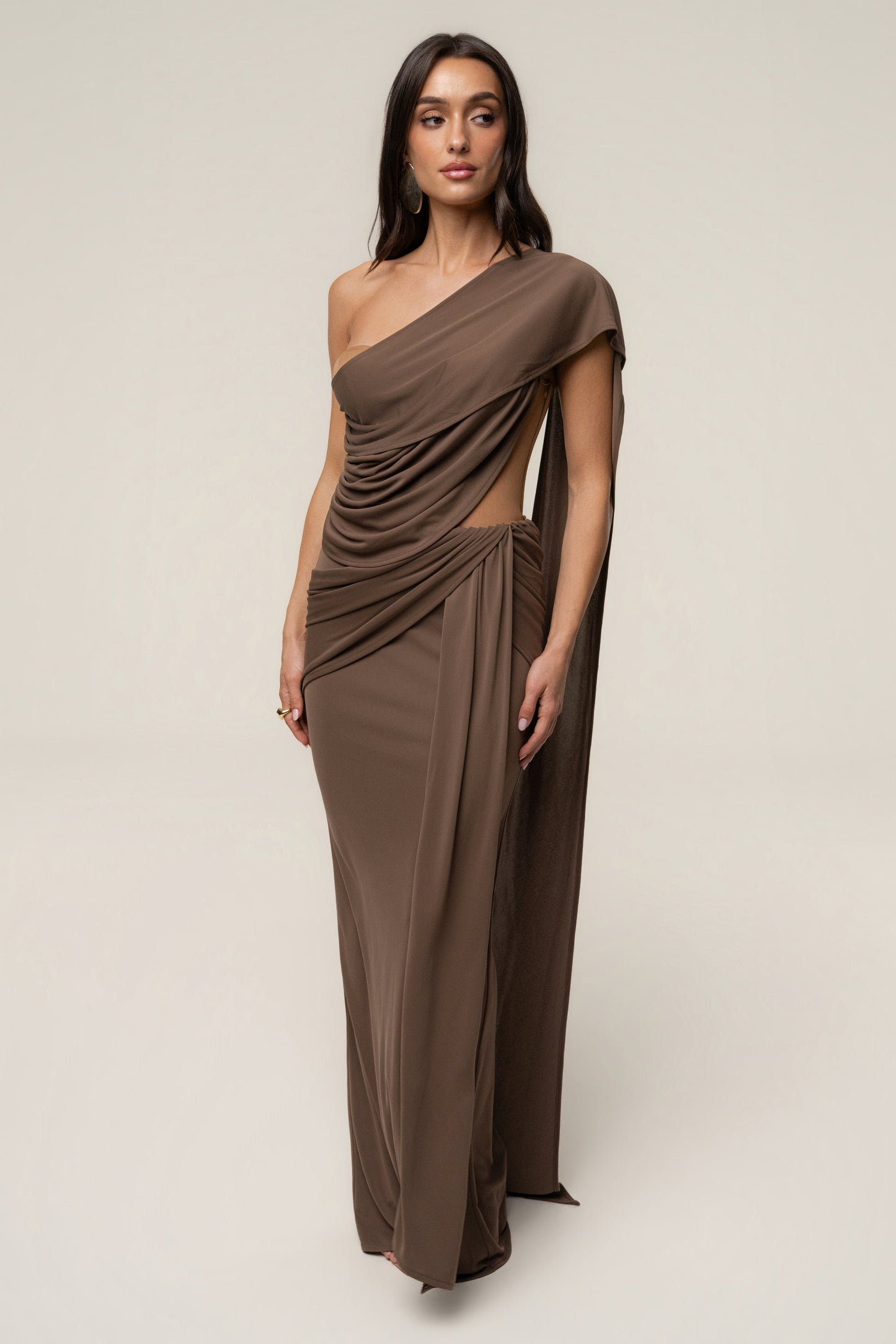 Dark Taupe Empress of Hearts Maxi Gown JLUXLABEL