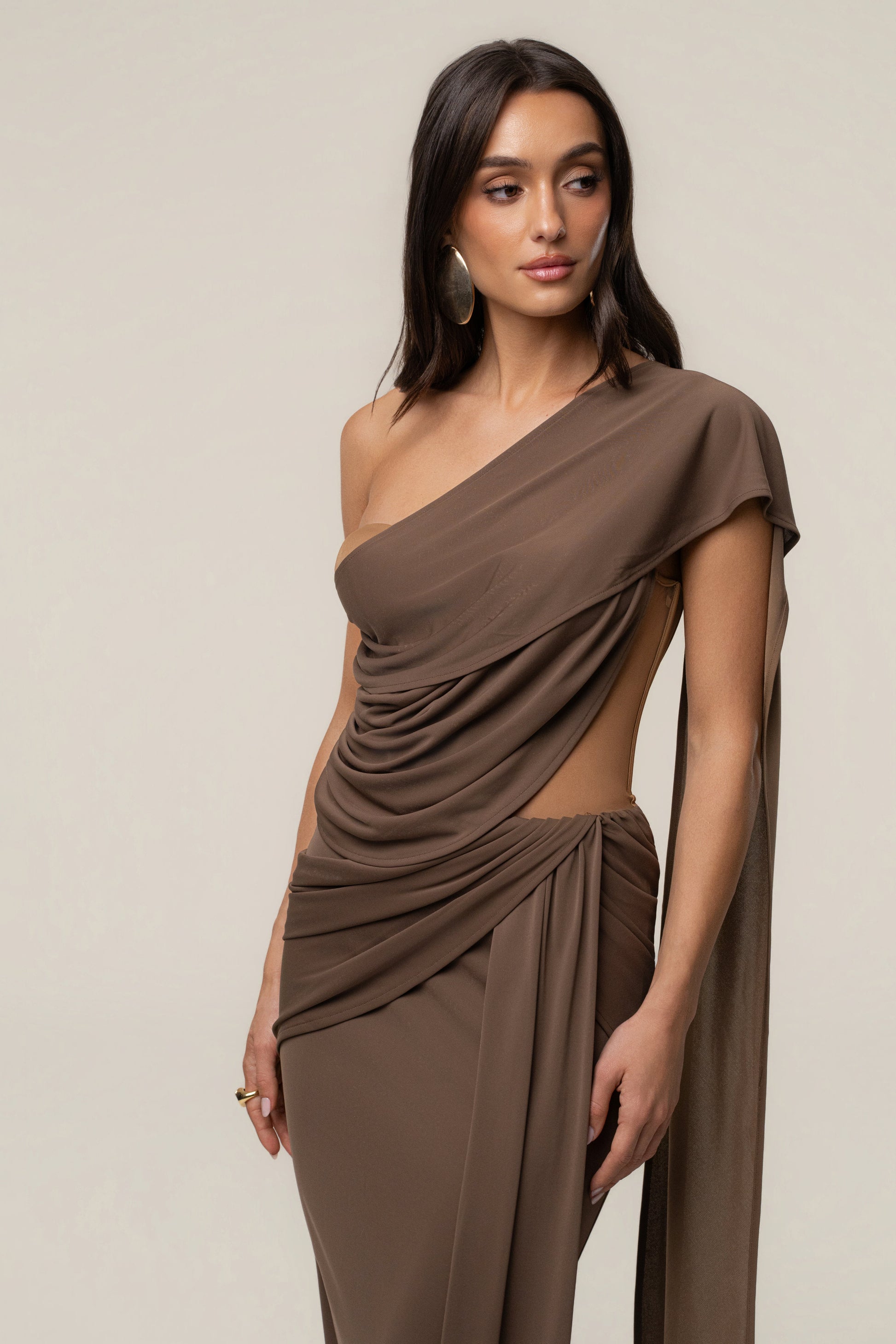 Dark Taupe Empress of Hearts Maxi Gown JLUXLABEL