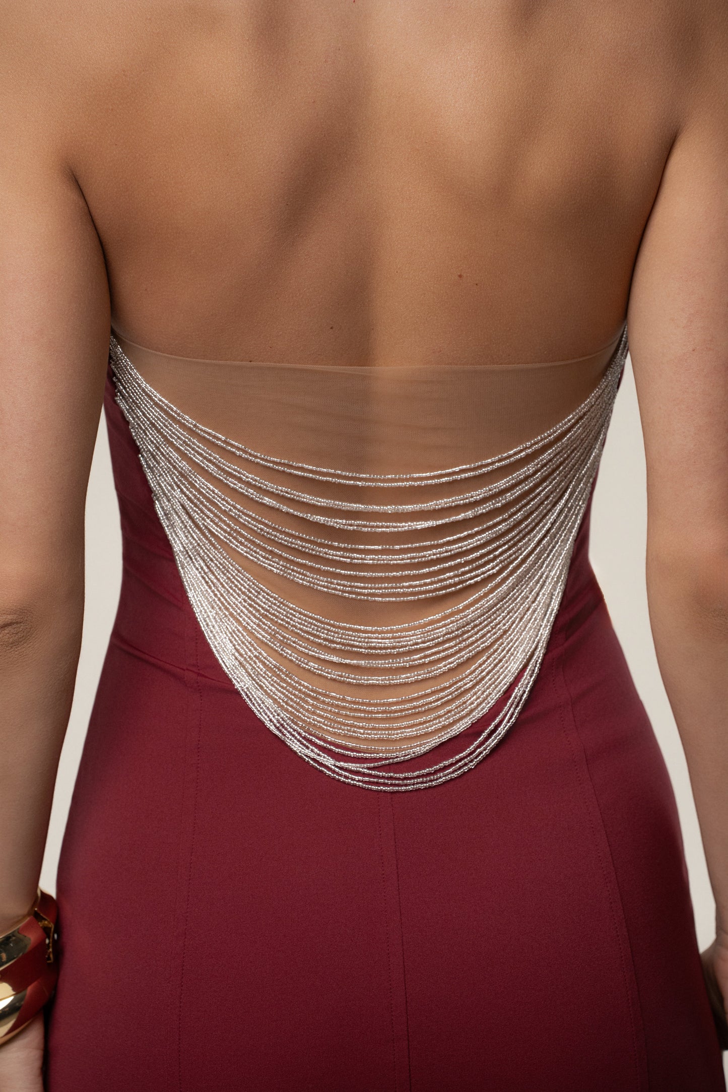 Burgundy Gilded Radiance Mini Dress JLUXLABEL
