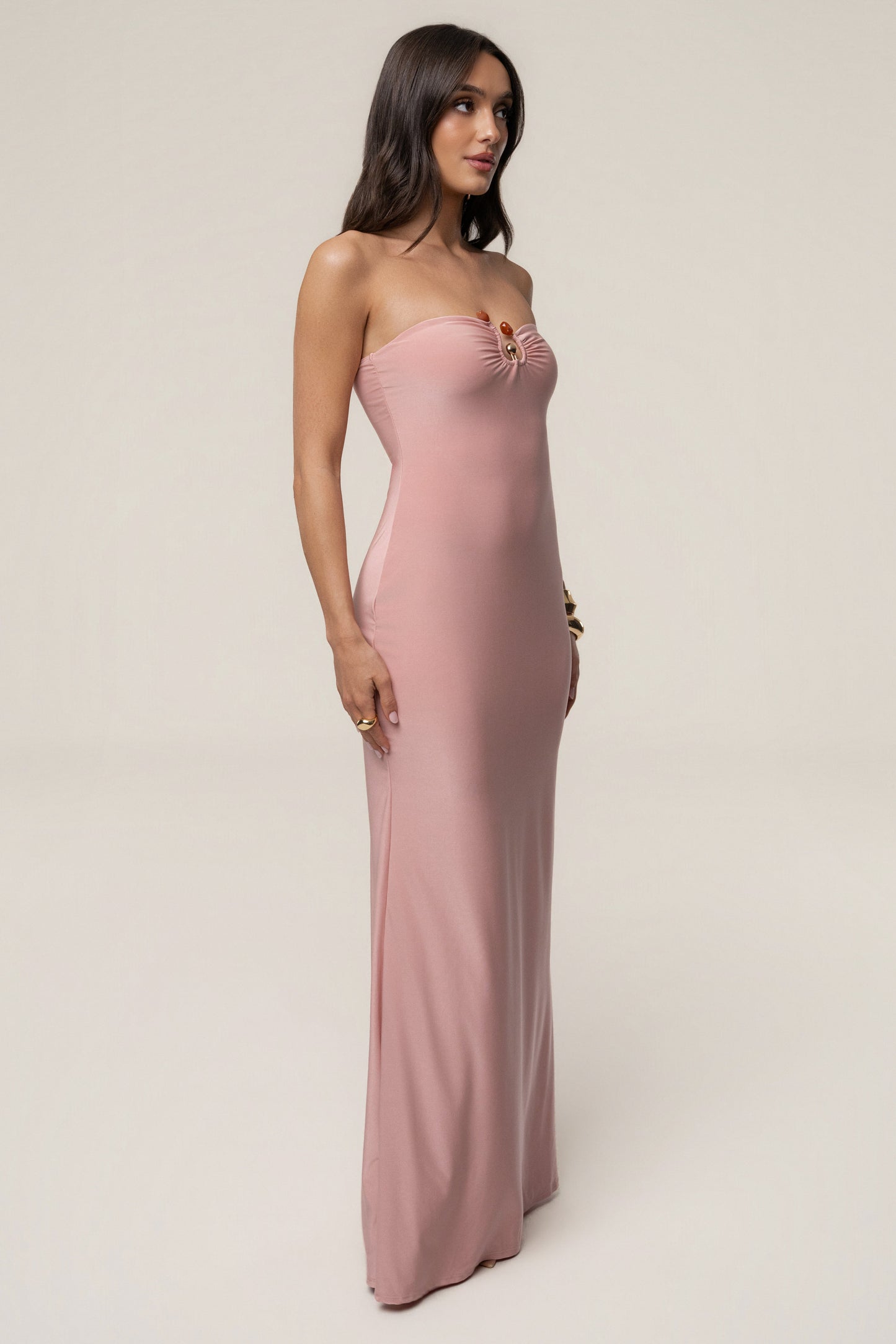 Dusty Rose Drift Serenity Maxi Dress JLUXLABEL