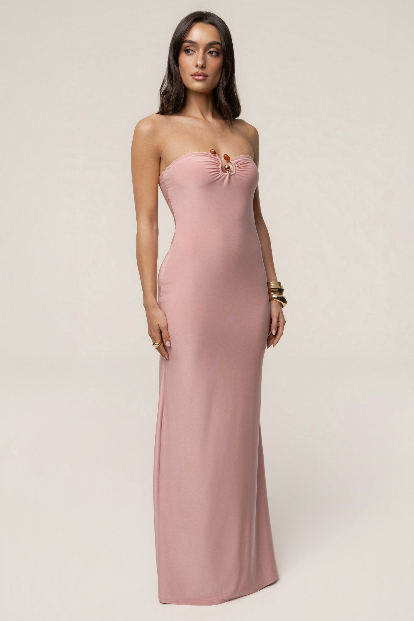 Dusty Rose Drift Serenity Maxi Dress JLUXLABEL
