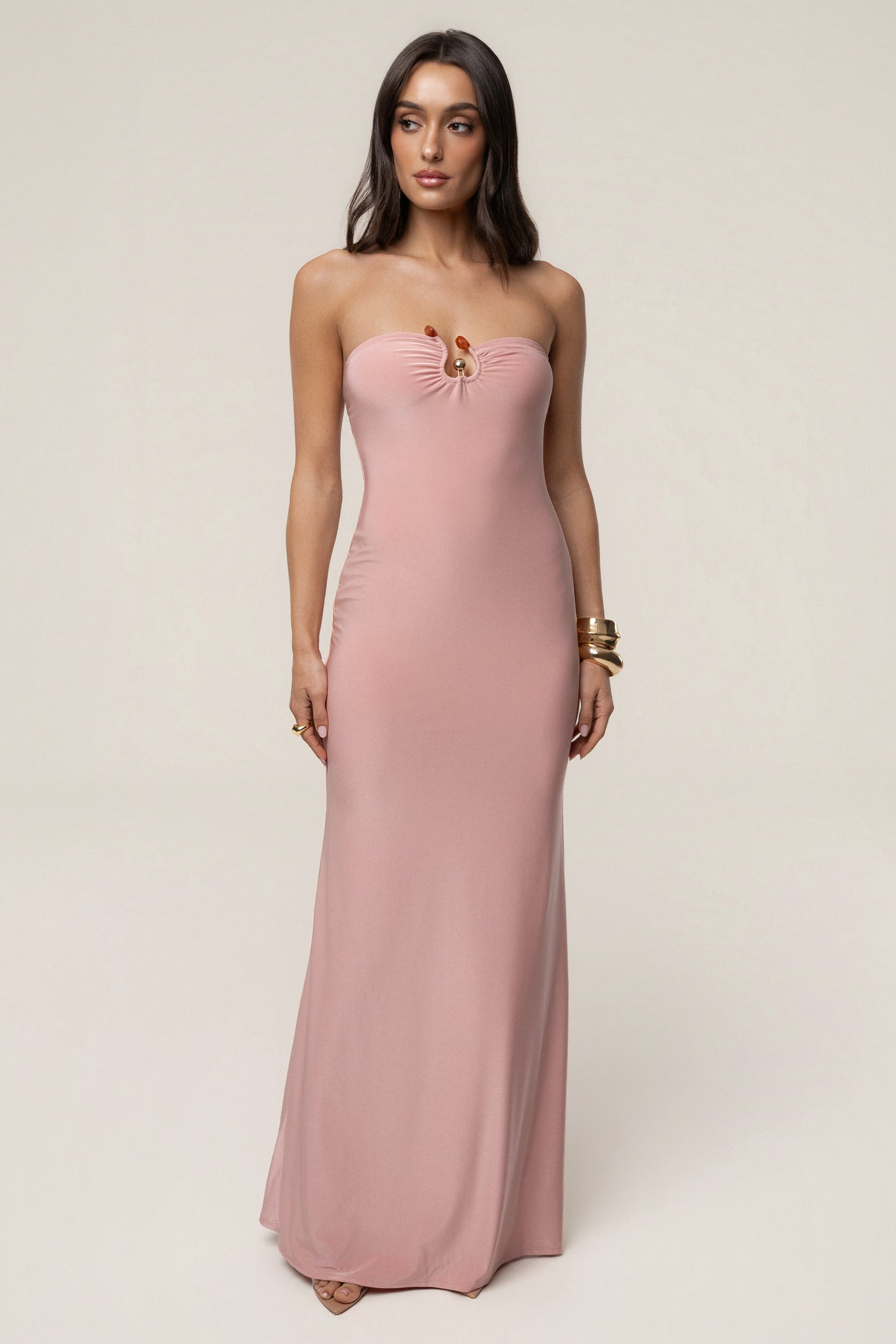 Dusty Rose Drift Serenity Maxi Dress JLUXLABEL