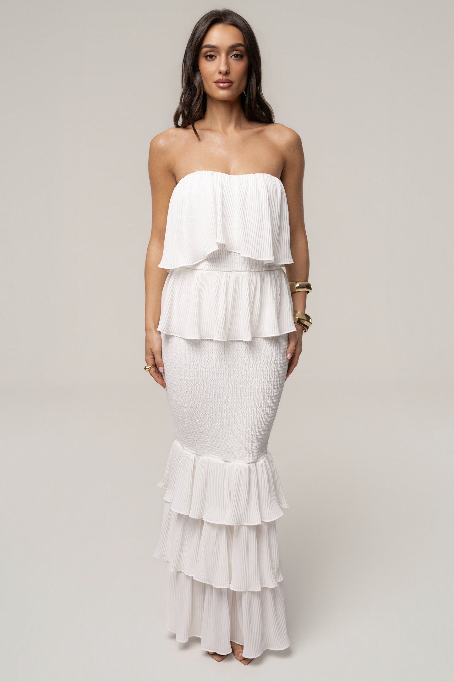 Ivory Casa Blanca Ruffle Dress JLUXLABEL