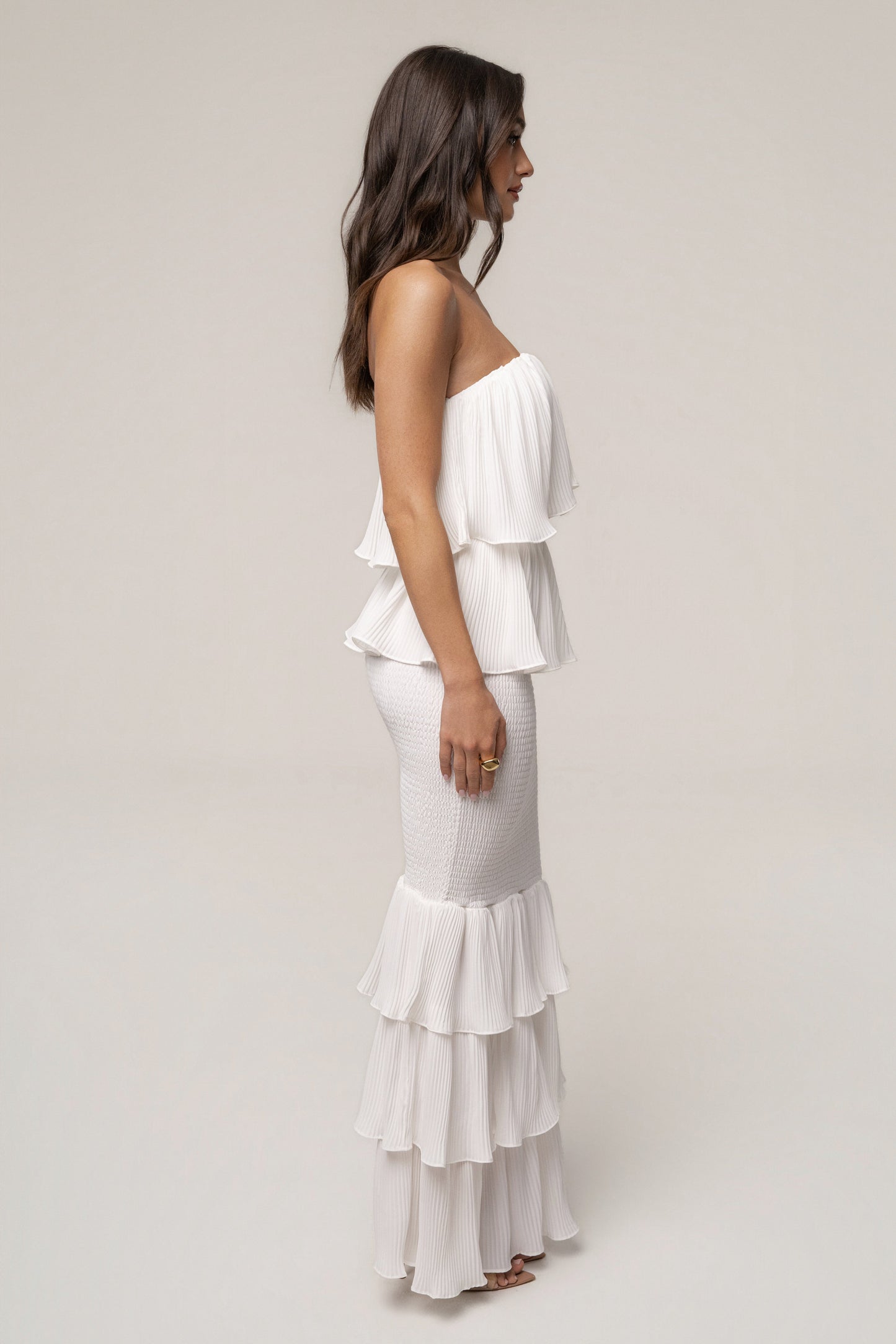 Ivory Casa Blanca Ruffle Dress JLUXLABEL