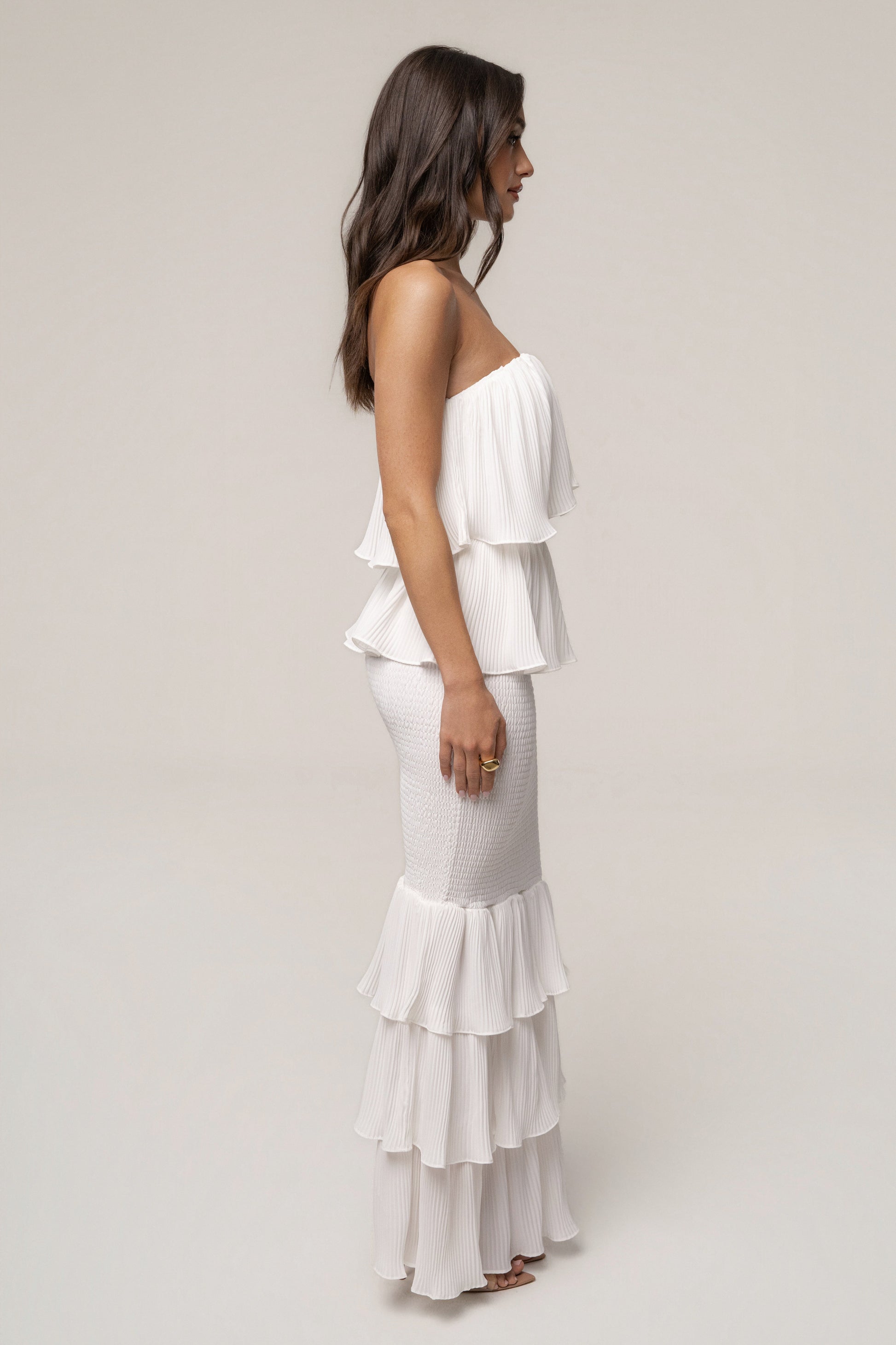 Ivory Casa Blanca Ruffle Dress JLUXLABEL