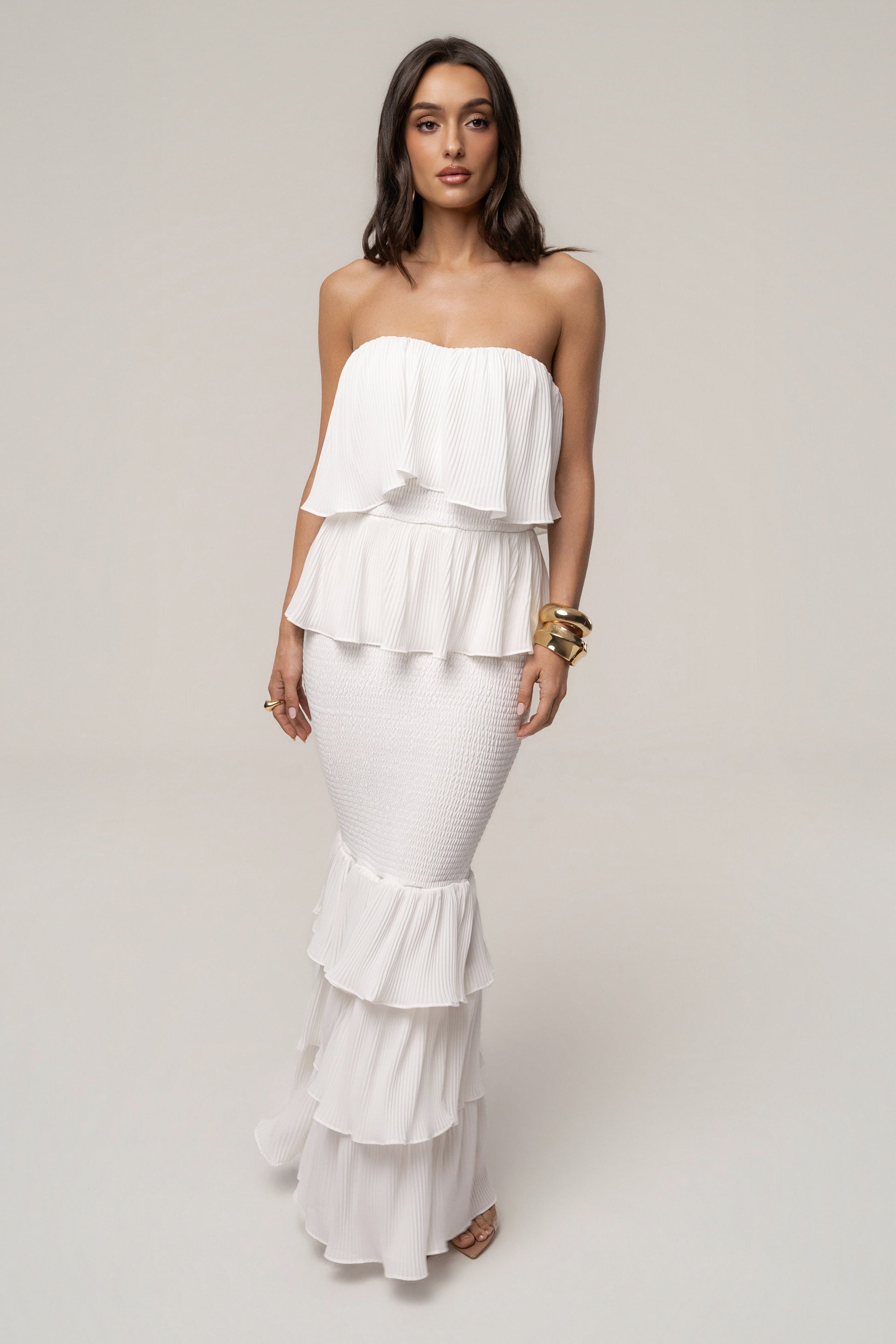 Ivory Casa Blanca Ruffle Dress JLUXLABEL