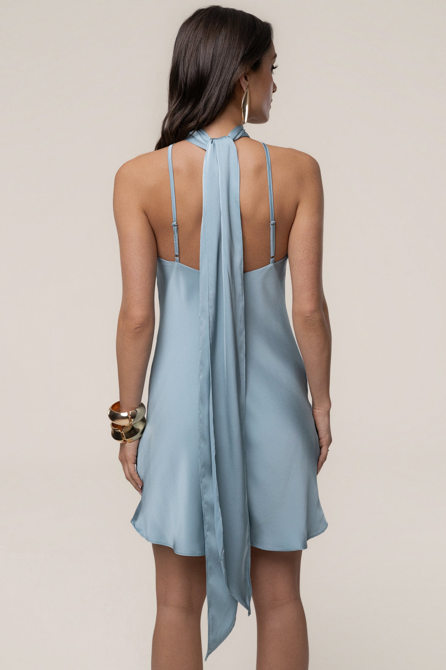 Blue Jasmine Drape Mini Dress JLUXLABEL
