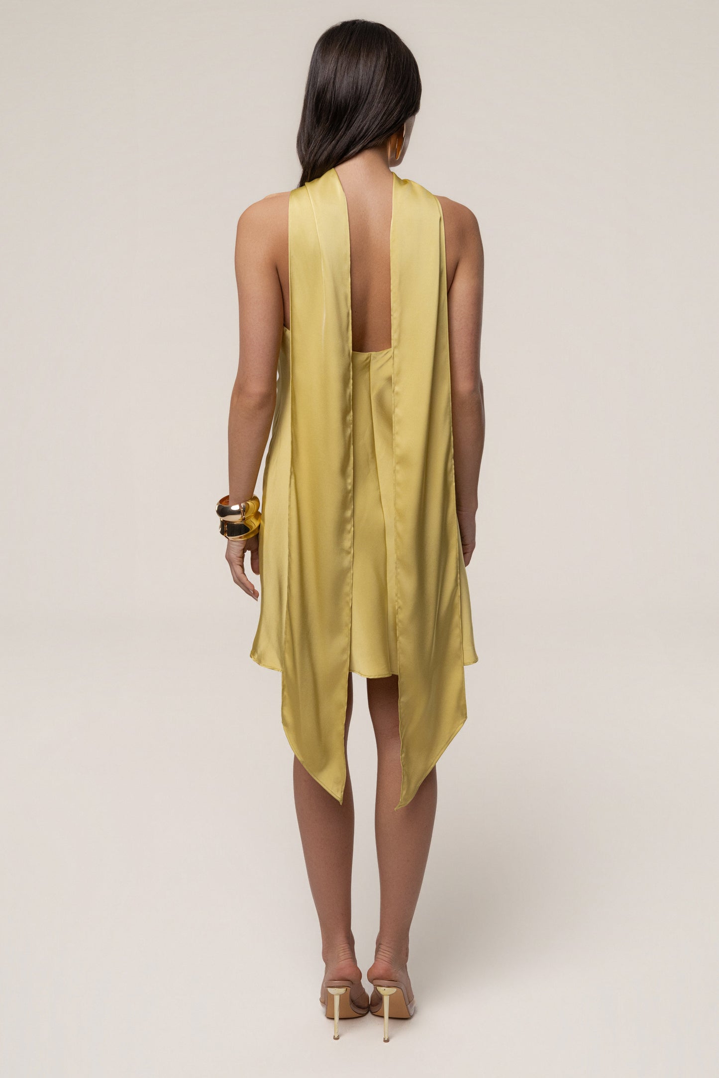 Yellow Jasmine Drape Mini Dress JLUXLABEL