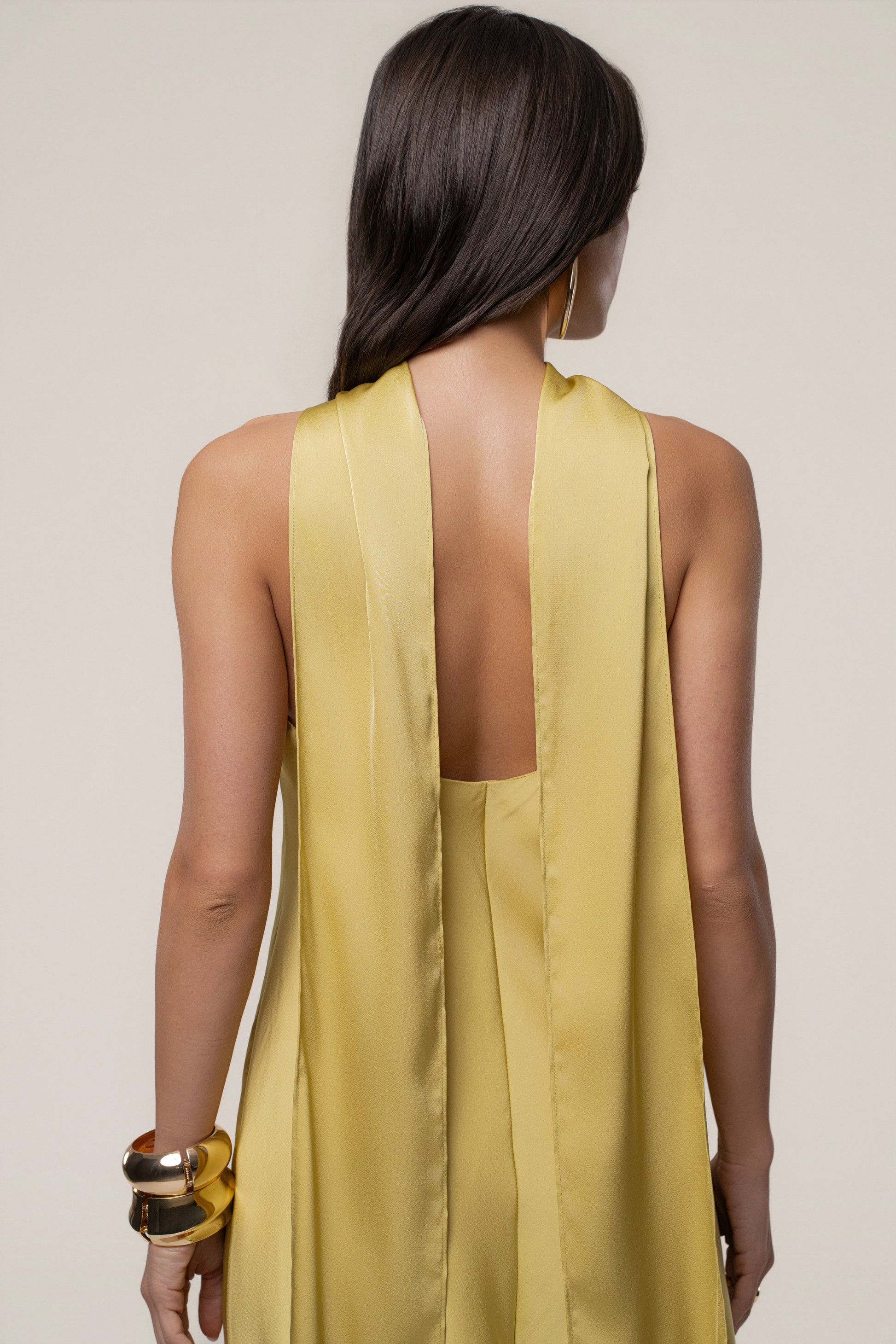 Yellow Jasmine Drape Mini Dress JLUXLABEL