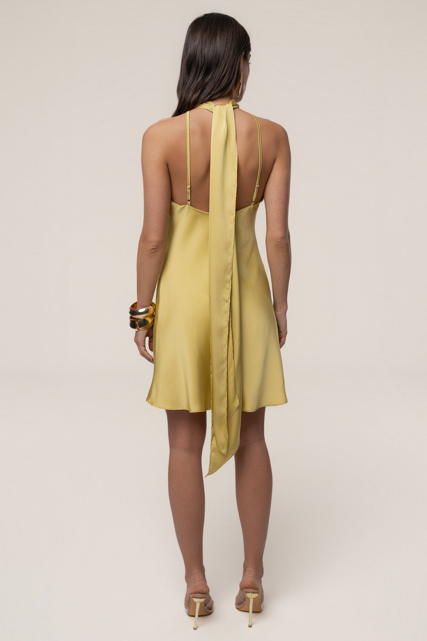 Yellow Jasmine Drape Mini Dress JLUXLABEL