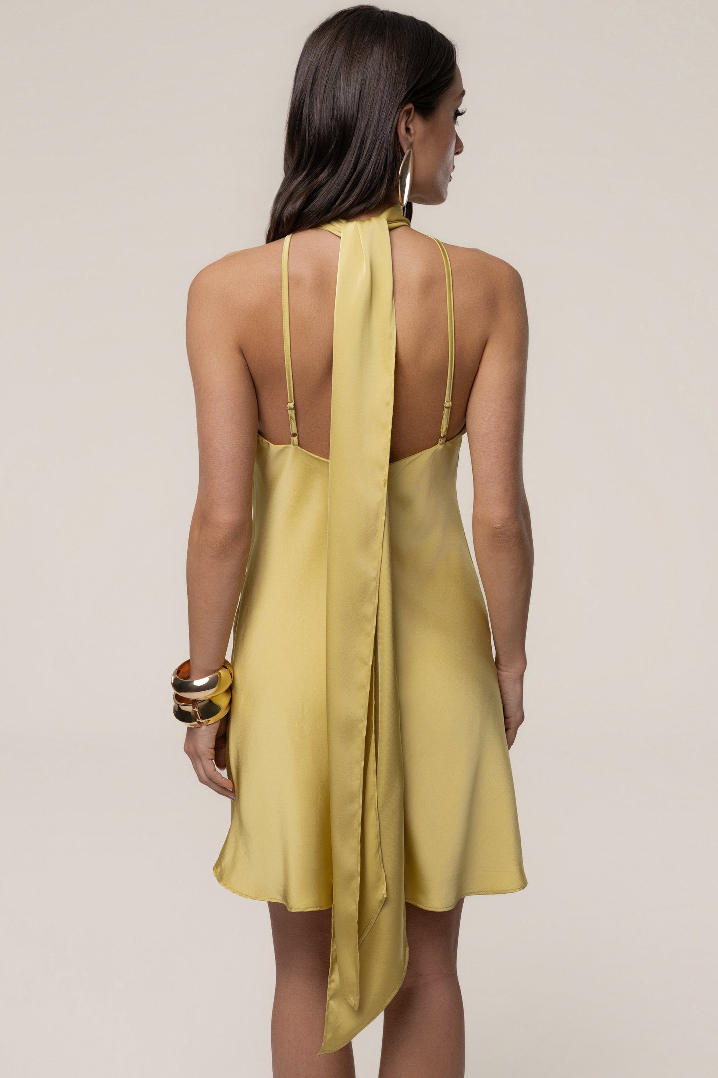 Yellow Jasmine Drape Mini Dress JLUXLABEL