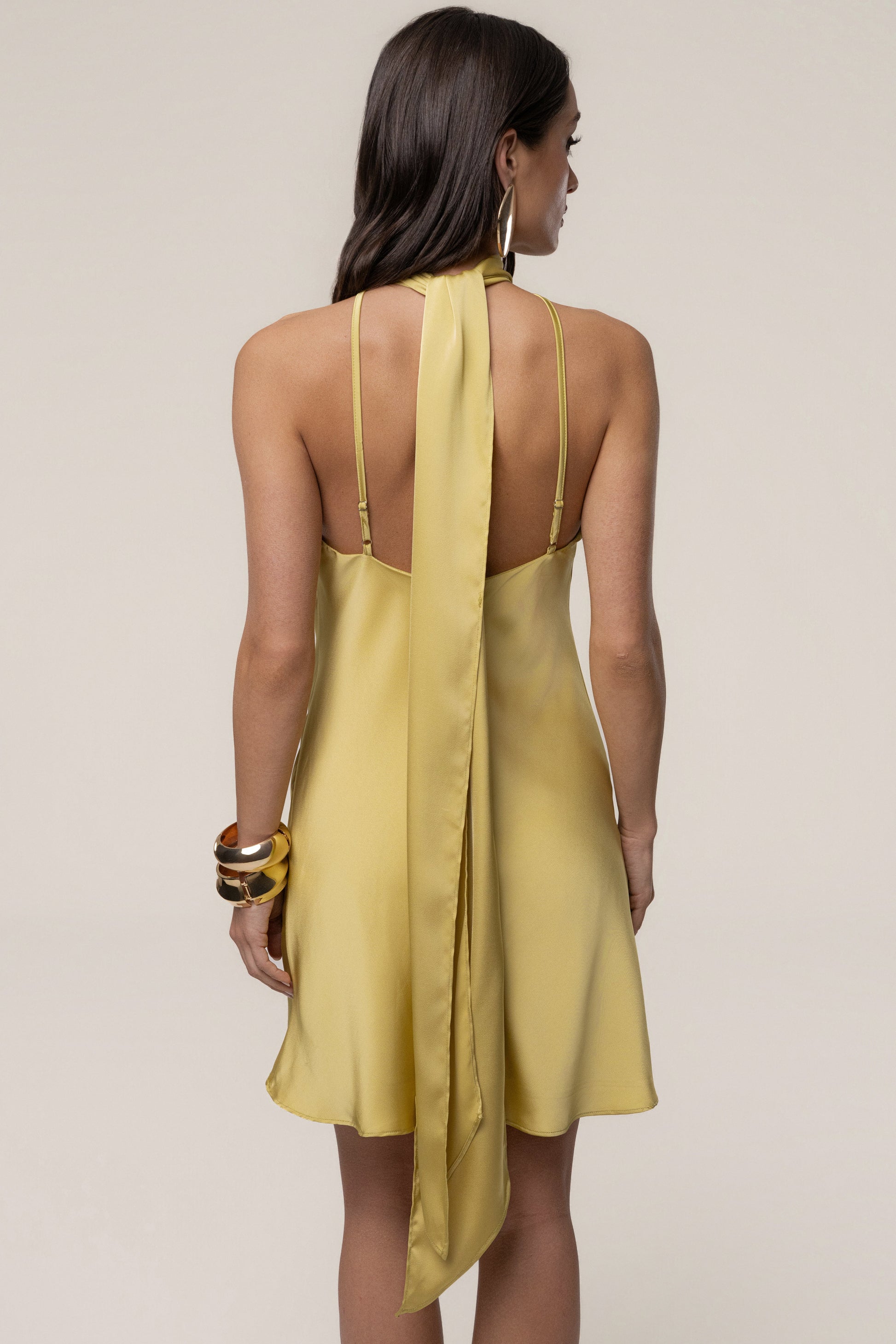 Yellow Jasmine Drape Mini Dress JLUXLABEL