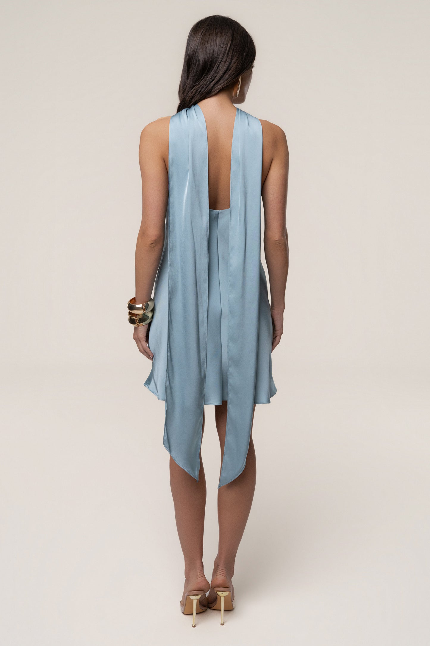 Blue Jasmine Drape Mini Dress JLUXLABEL