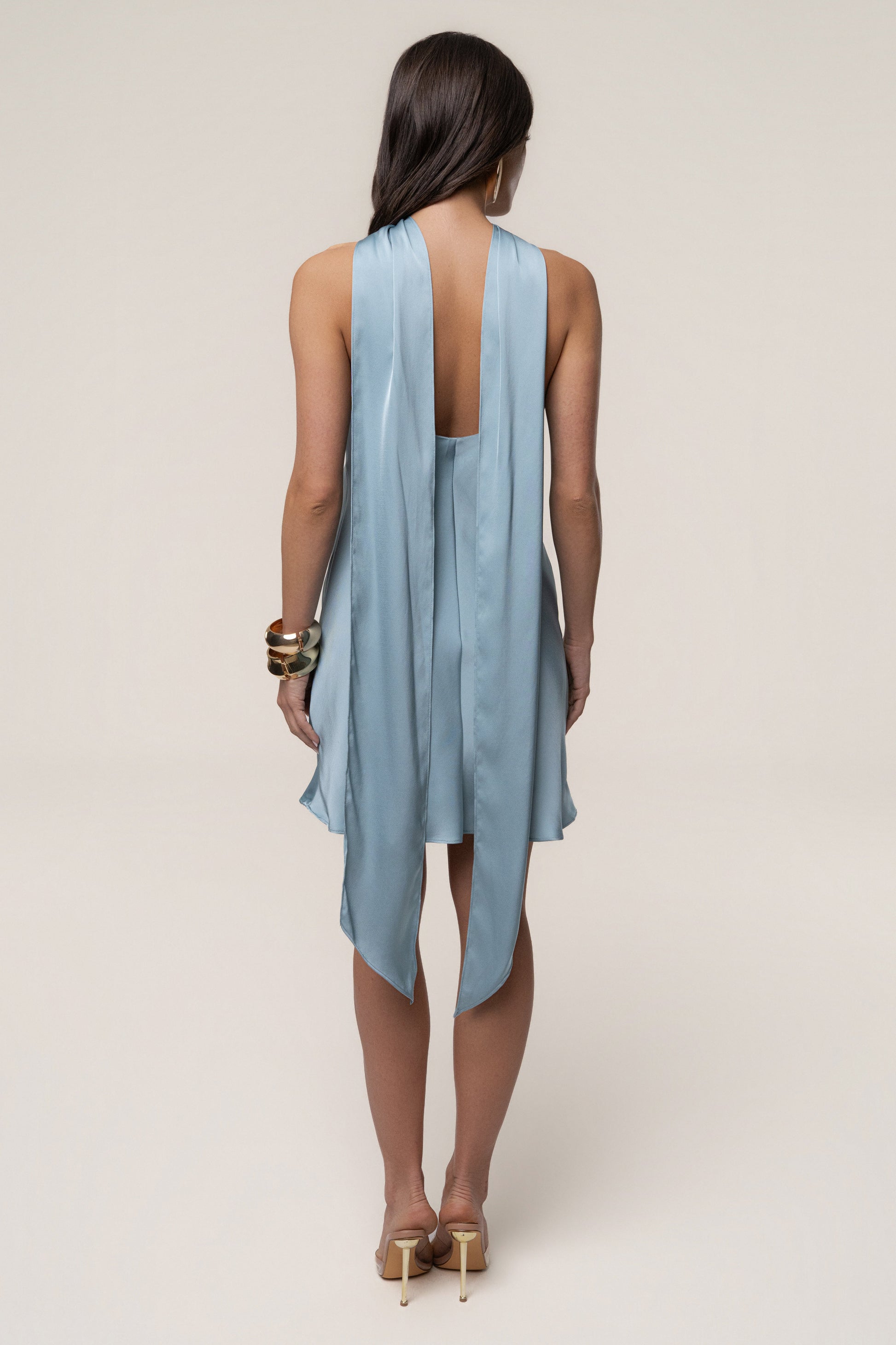 Blue Jasmine Drape Mini Dress JLUXLABEL