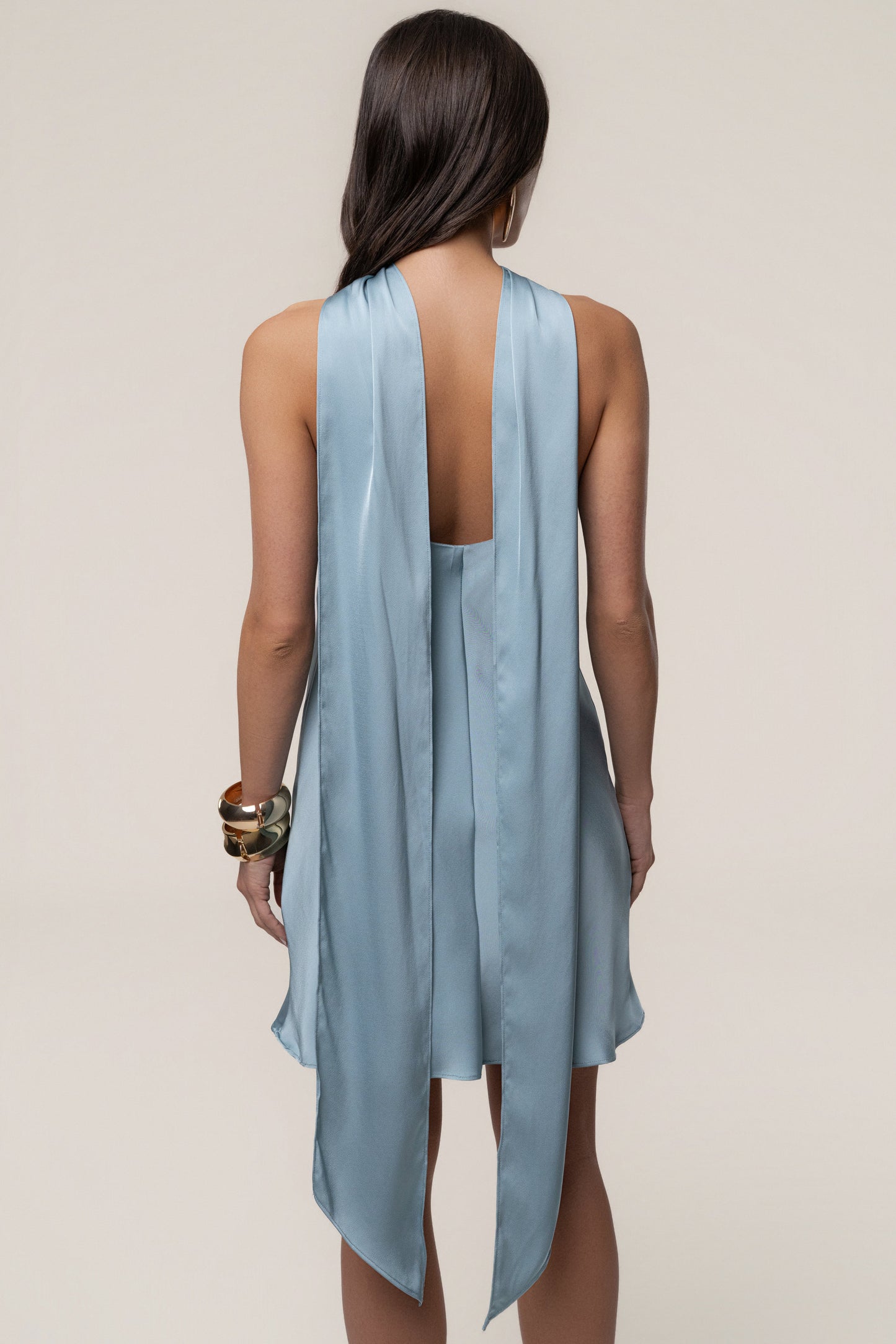 Blue Jasmine Drape Mini Dress JLUXLABEL