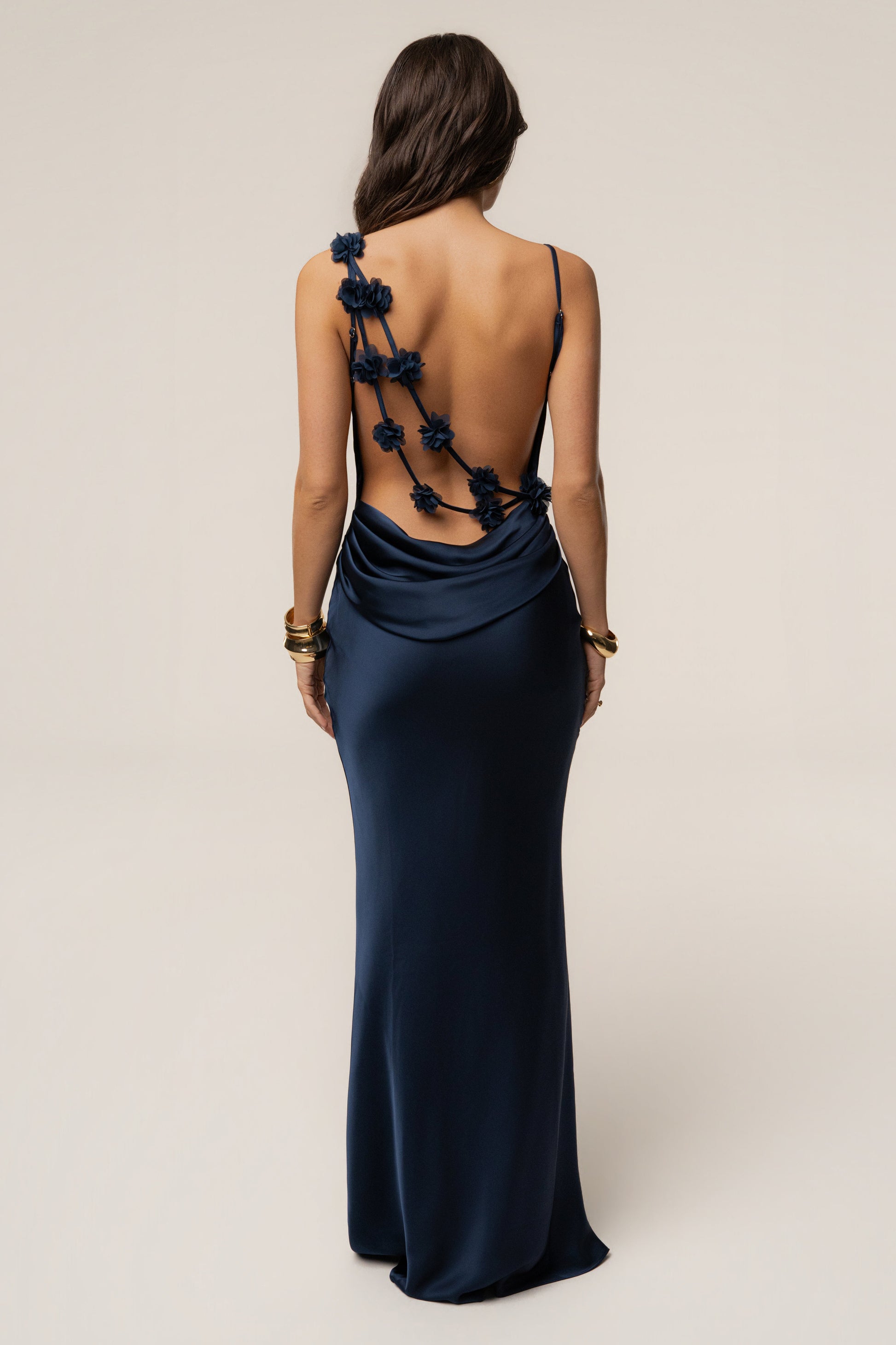 PRE-ORDER Navy Down The Aisle Satin Gown NEWFASHIONEDGE