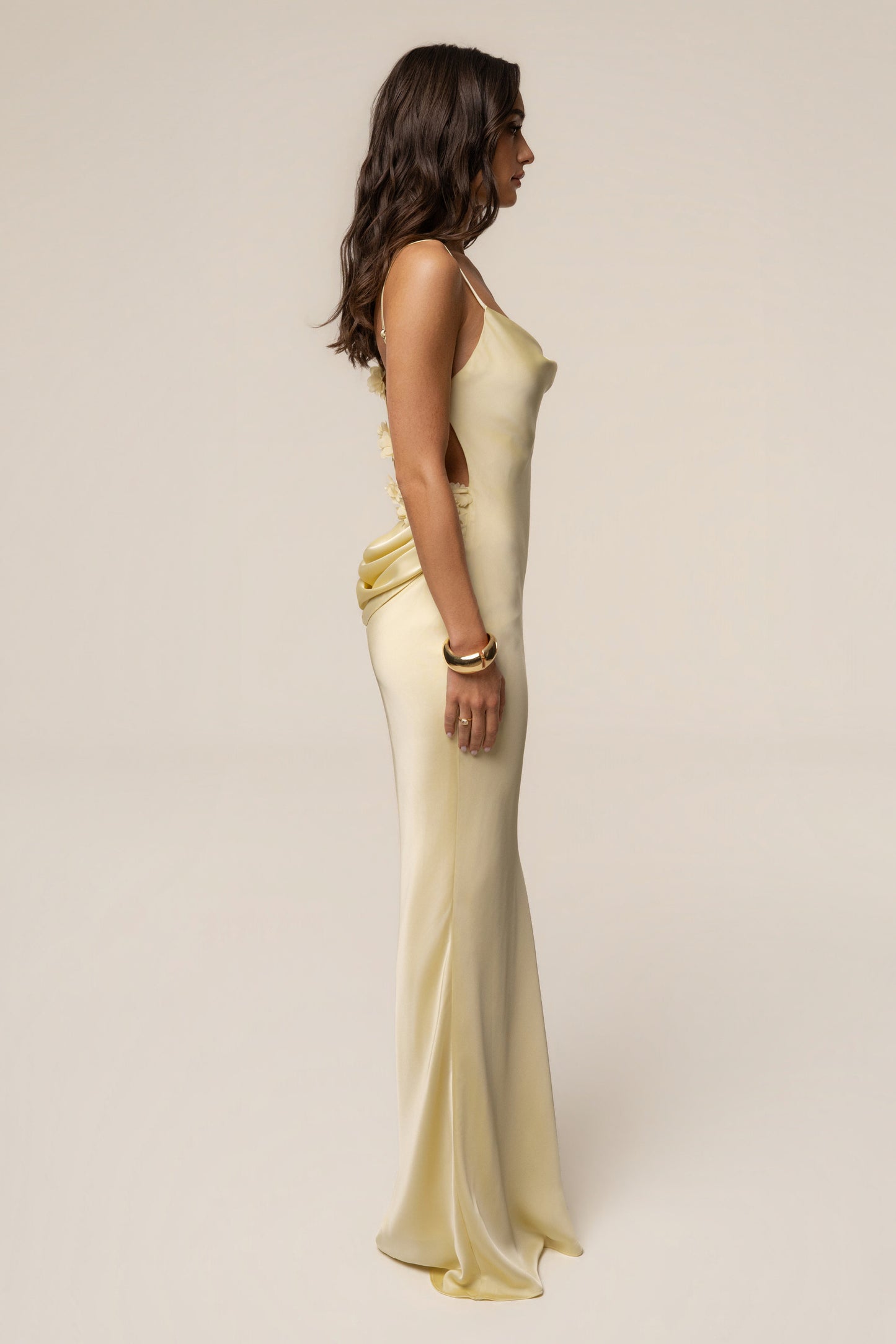 PRE-ORDER Yellow Down The Aisle Satin Gown NEWFASHIONEDGE
