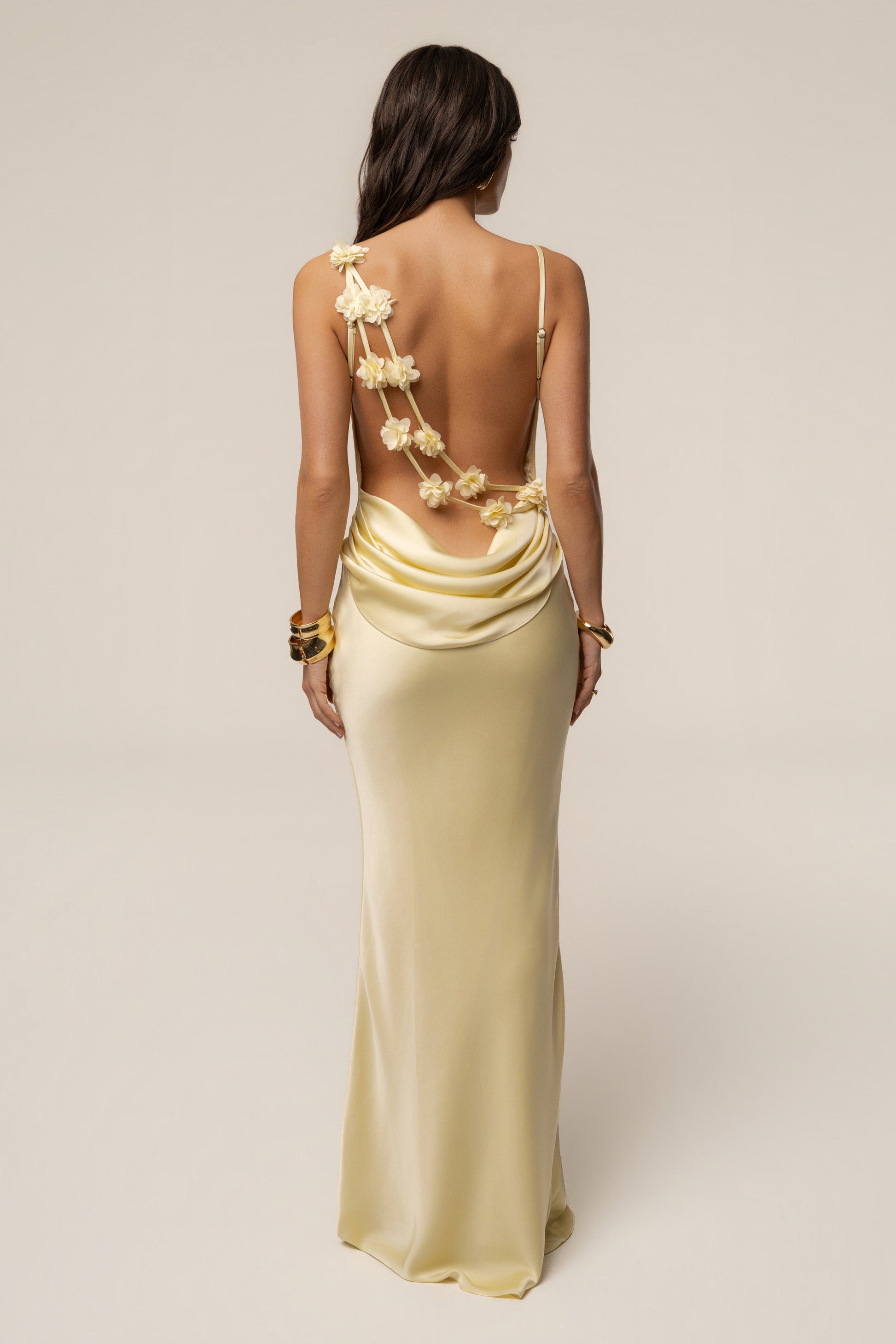PRE-ORDER Yellow Down The Aisle Satin Gown NEWFASHIONEDGE