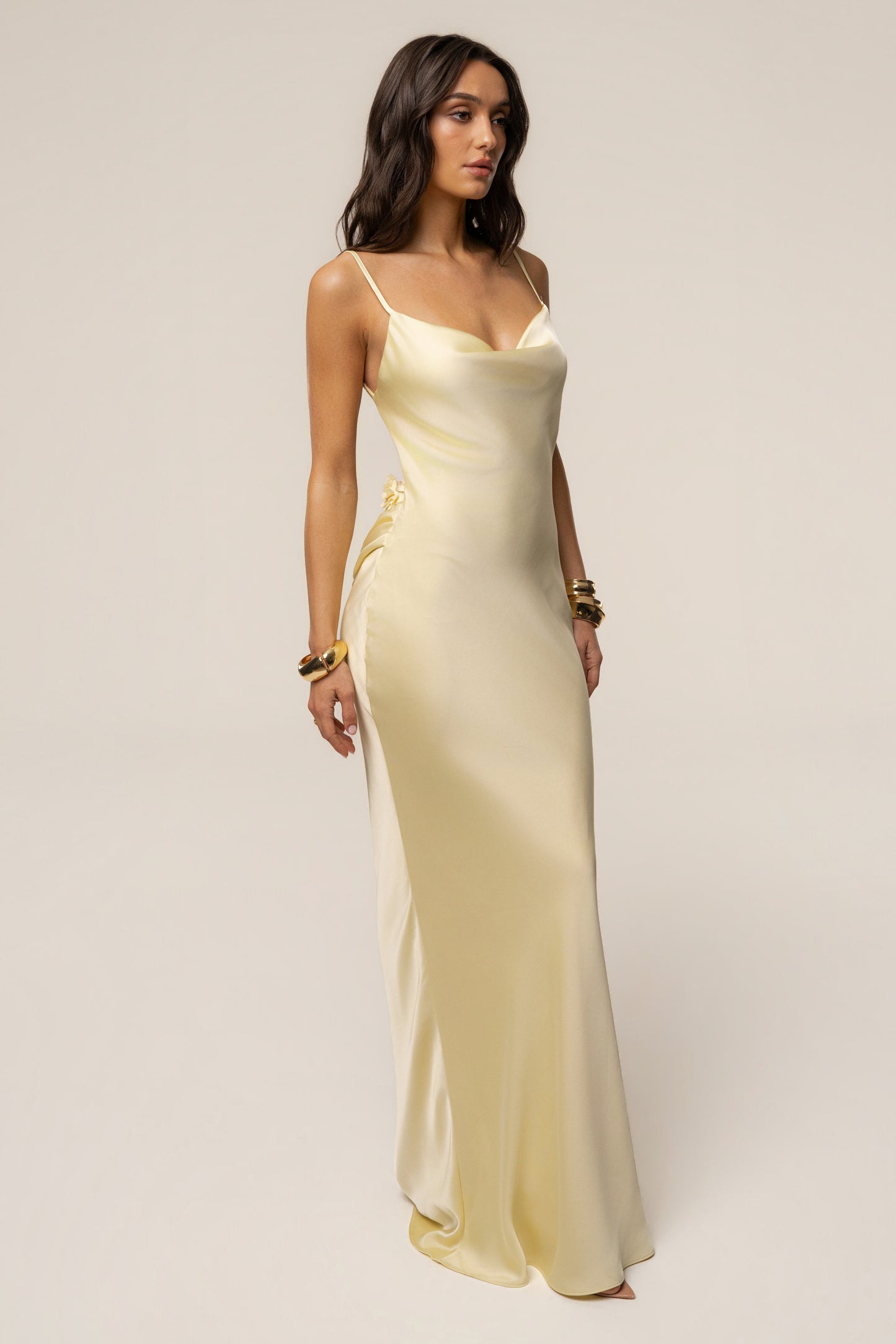 PRE-ORDER Yellow Down The Aisle Satin Gown NEWFASHIONEDGE