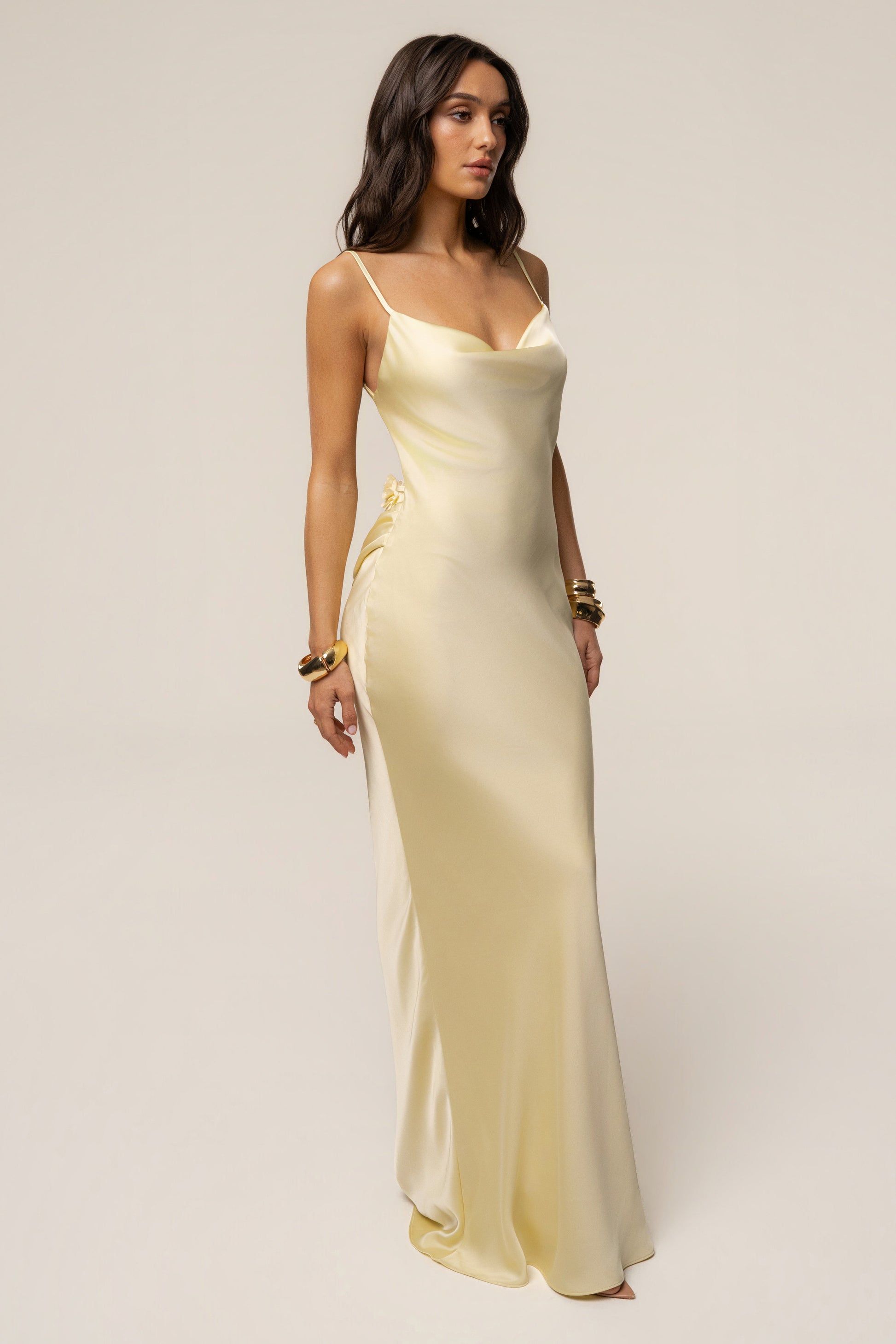 PRE-ORDER Yellow Down The Aisle Satin Gown NEWFASHIONEDGE