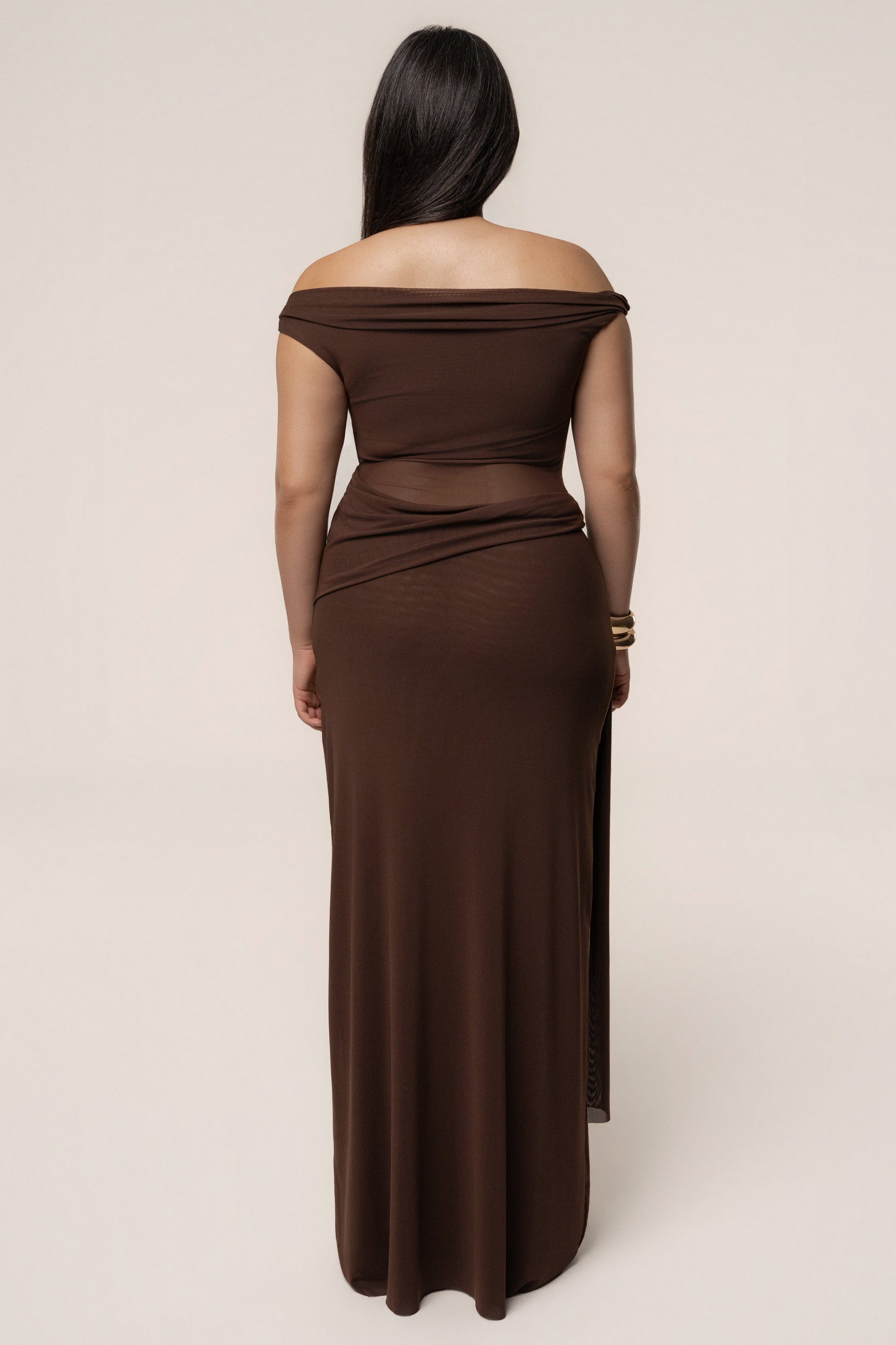 Brown Serenity Drape Gown JLUXLABEL