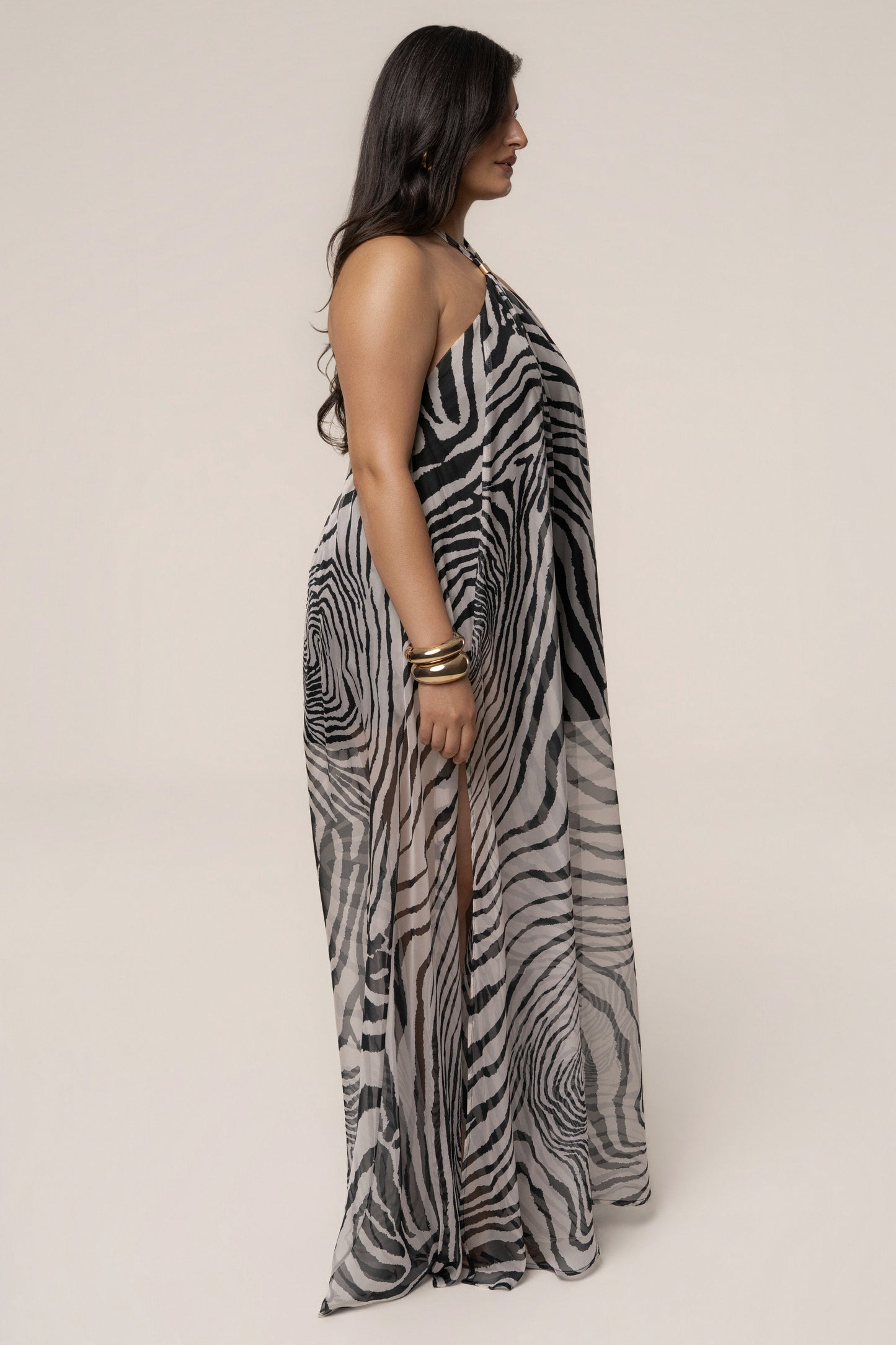 PRE-ORDER Zebra Print Jolene Halter Dress NEWFASHIONEDGE