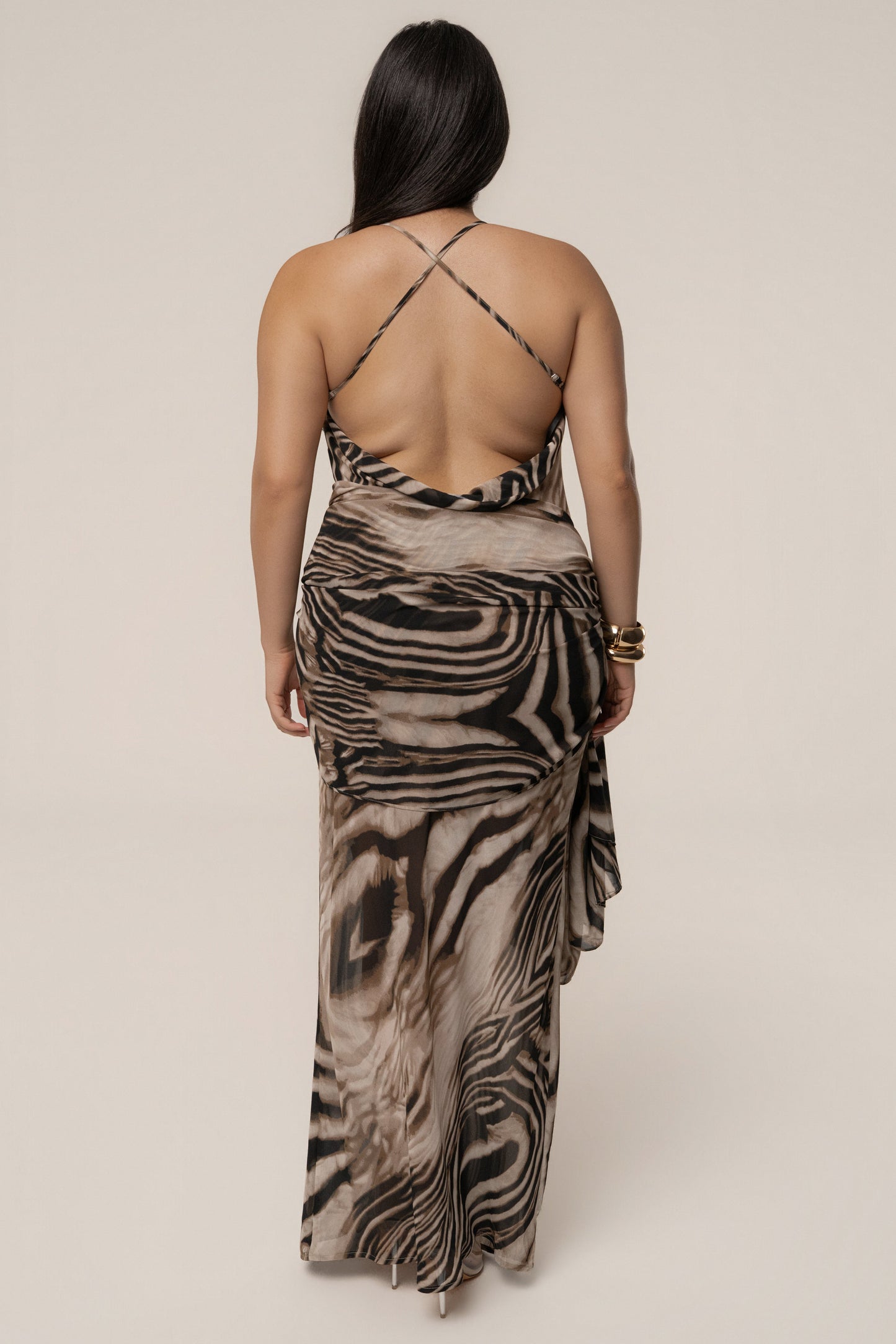 Brown Zebra Print Infinite Journey Maxi Dress JLUXLABEL