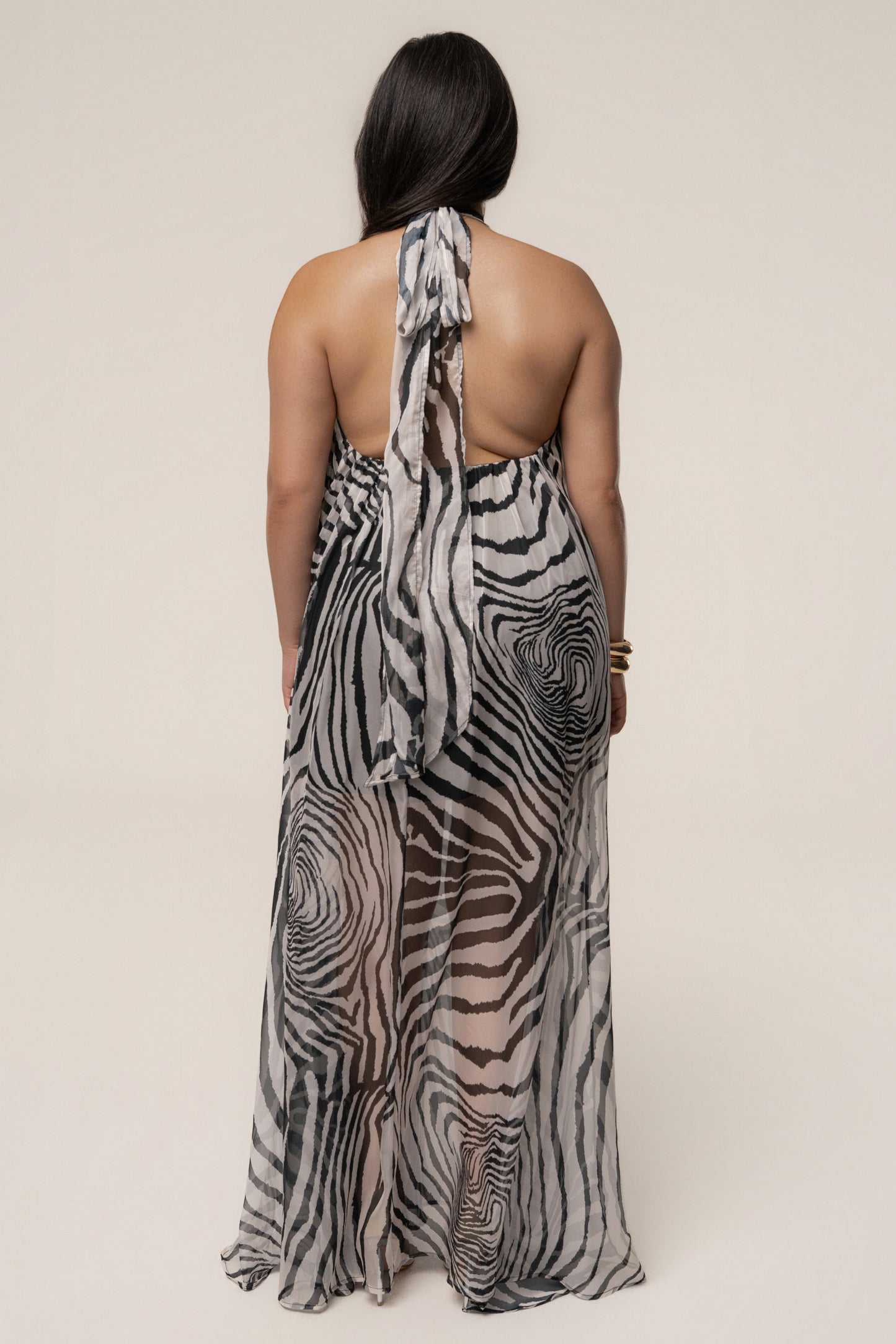 PRE-ORDER Zebra Print Jolene Halter Dress NEWFASHIONEDGE