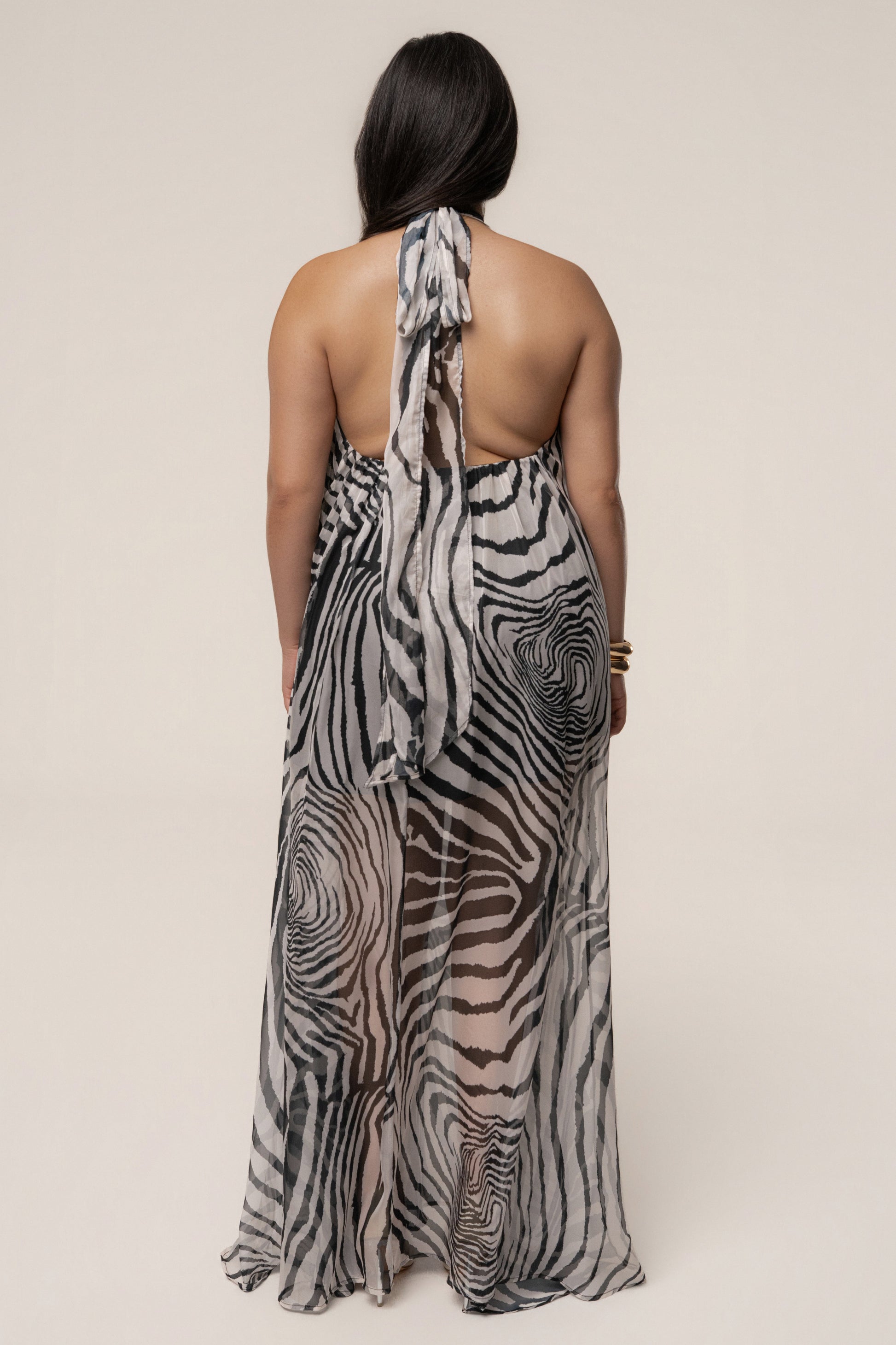 PRE-ORDER Zebra Print Jolene Halter Dress NEWFASHIONEDGE
