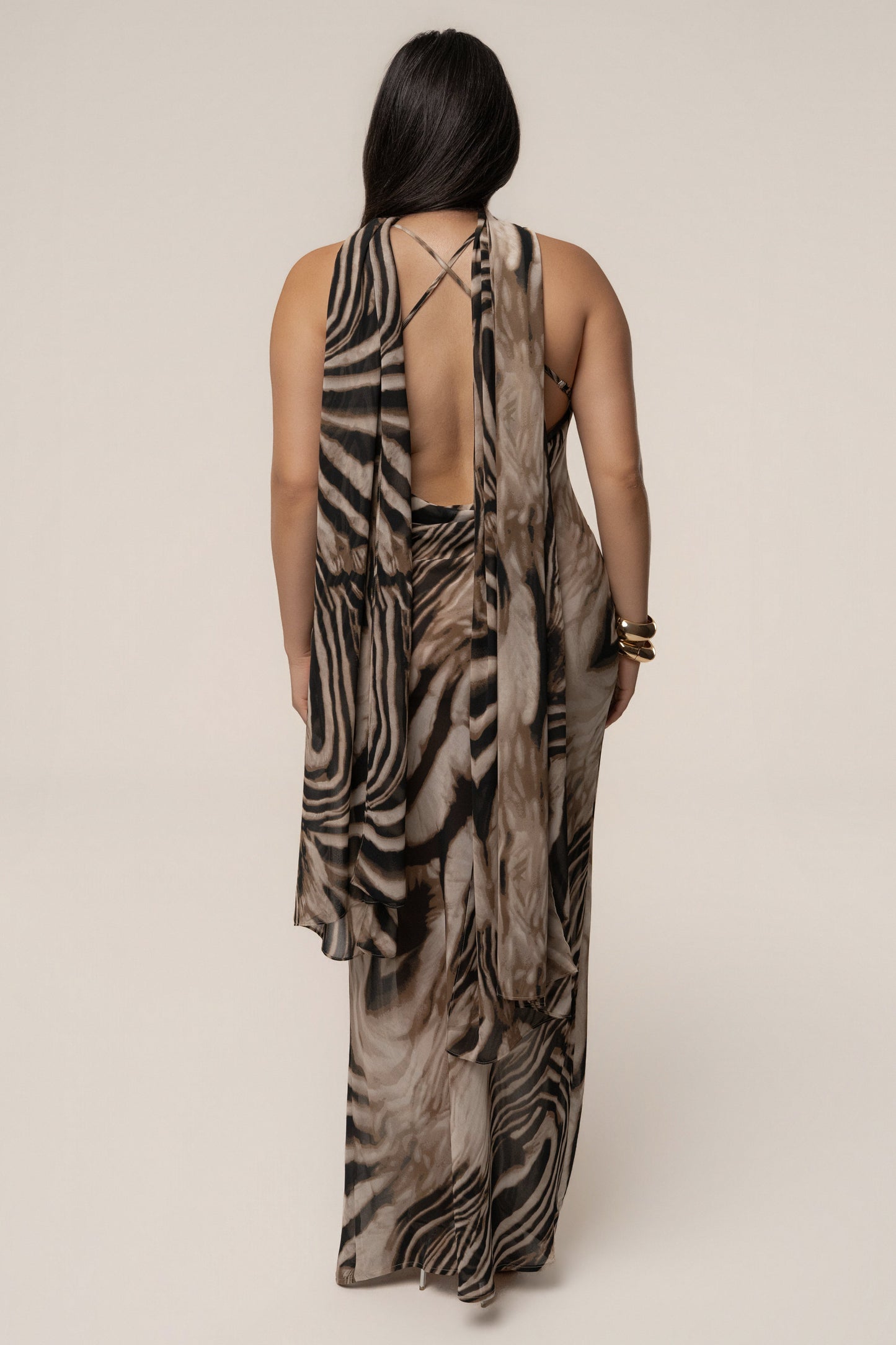 Brown Zebra Print Infinite Journey Maxi Dress JLUXLABEL