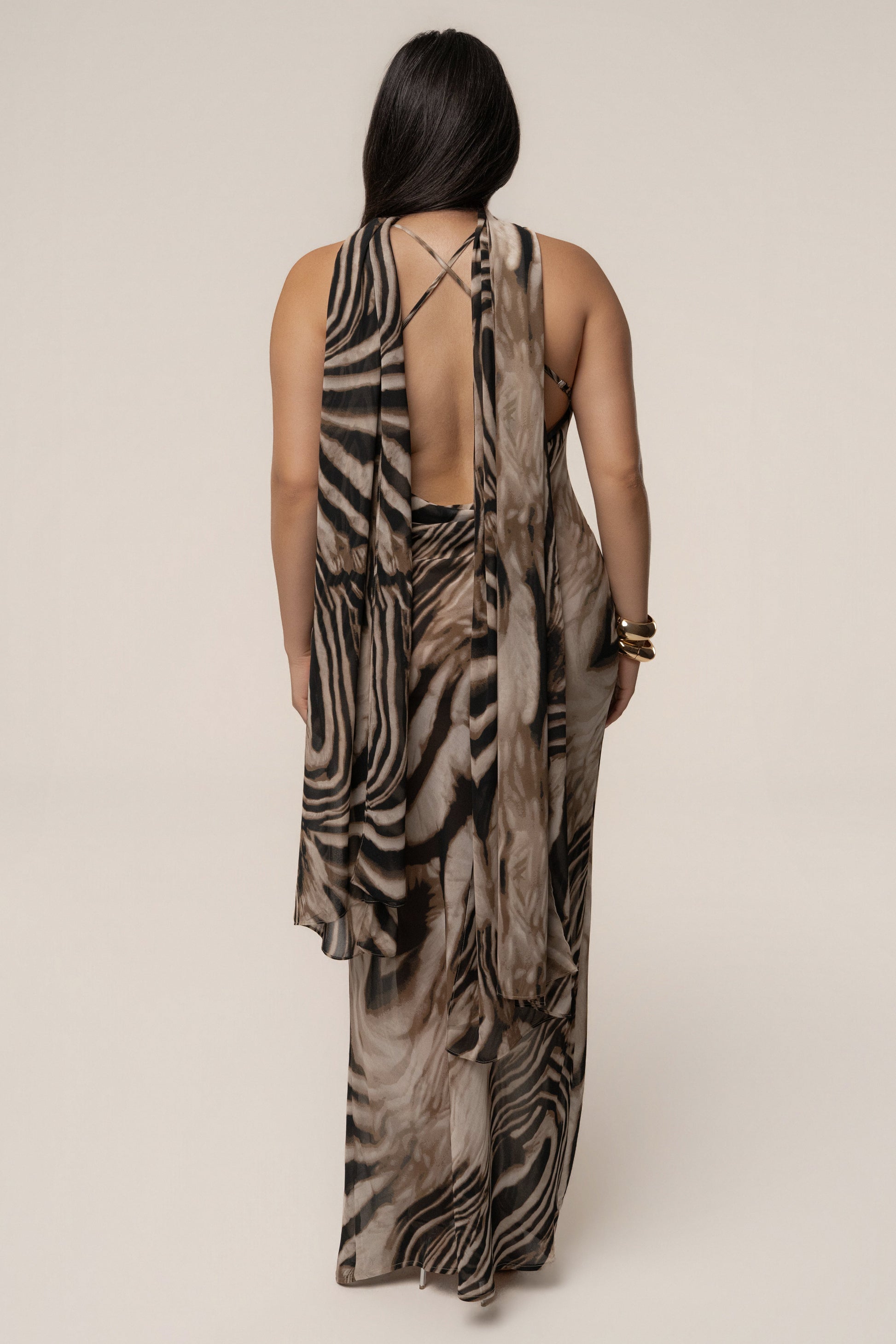 Brown Zebra Print Infinite Journey Maxi Dress JLUXLABEL