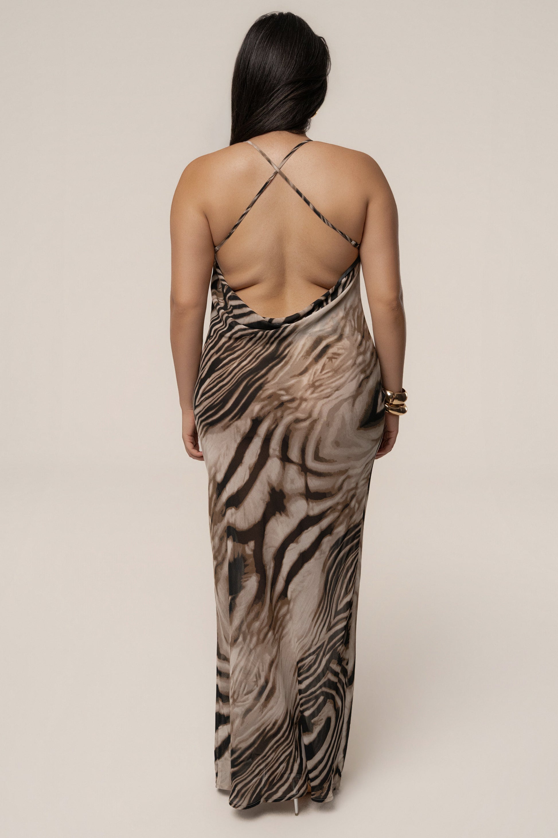 Brown Zebra Print Infinite Journey Maxi Dress JLUXLABEL