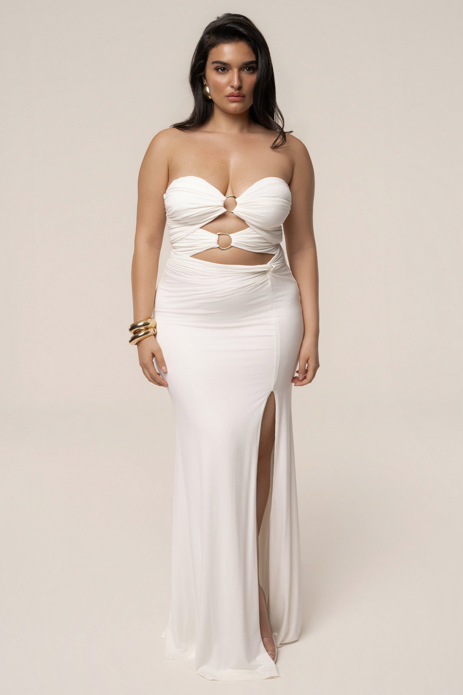Ivory Athena Cutout Maxi Dress JLUXLABEL