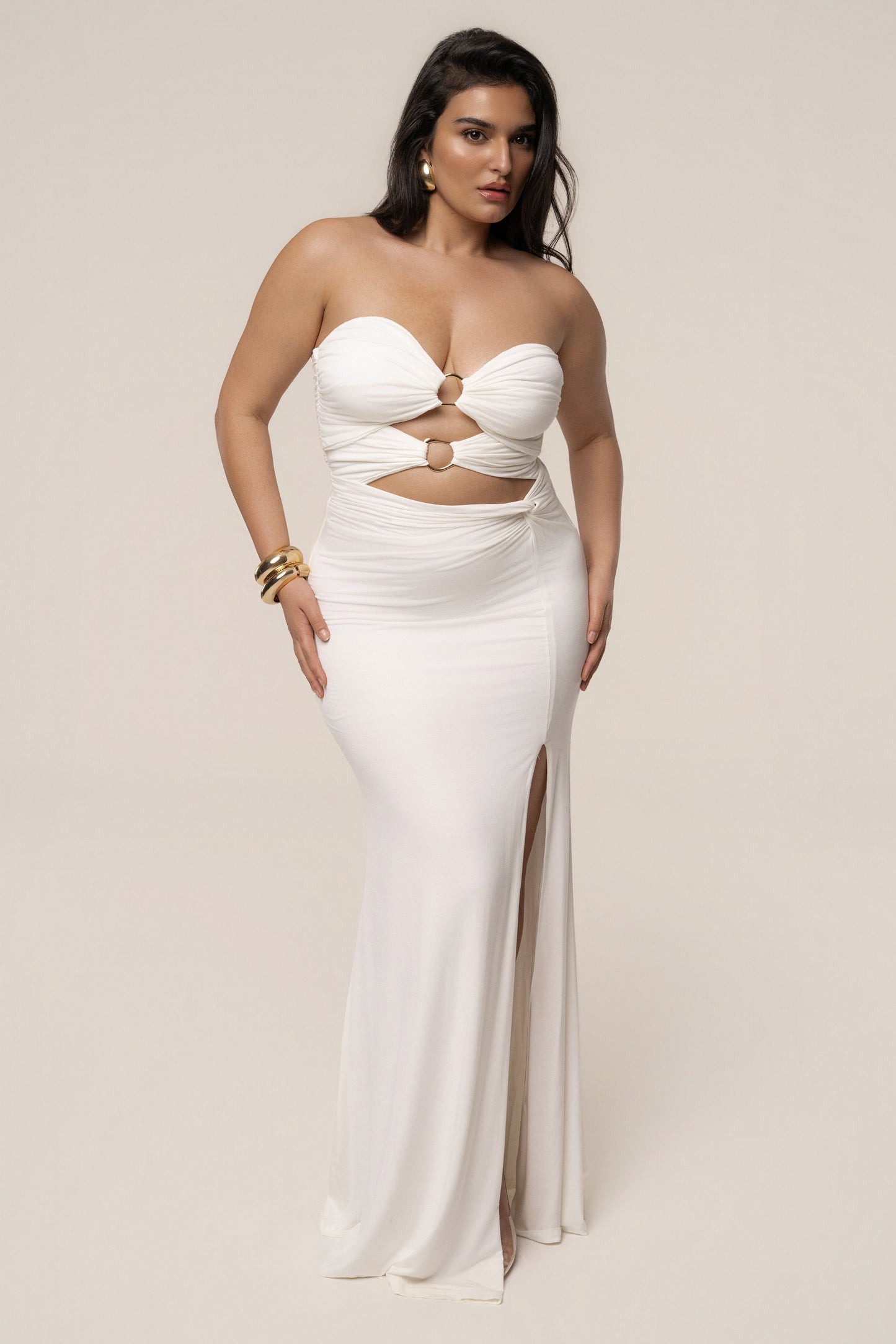 Ivory Athena Cutout Maxi Dress JLUXLABEL