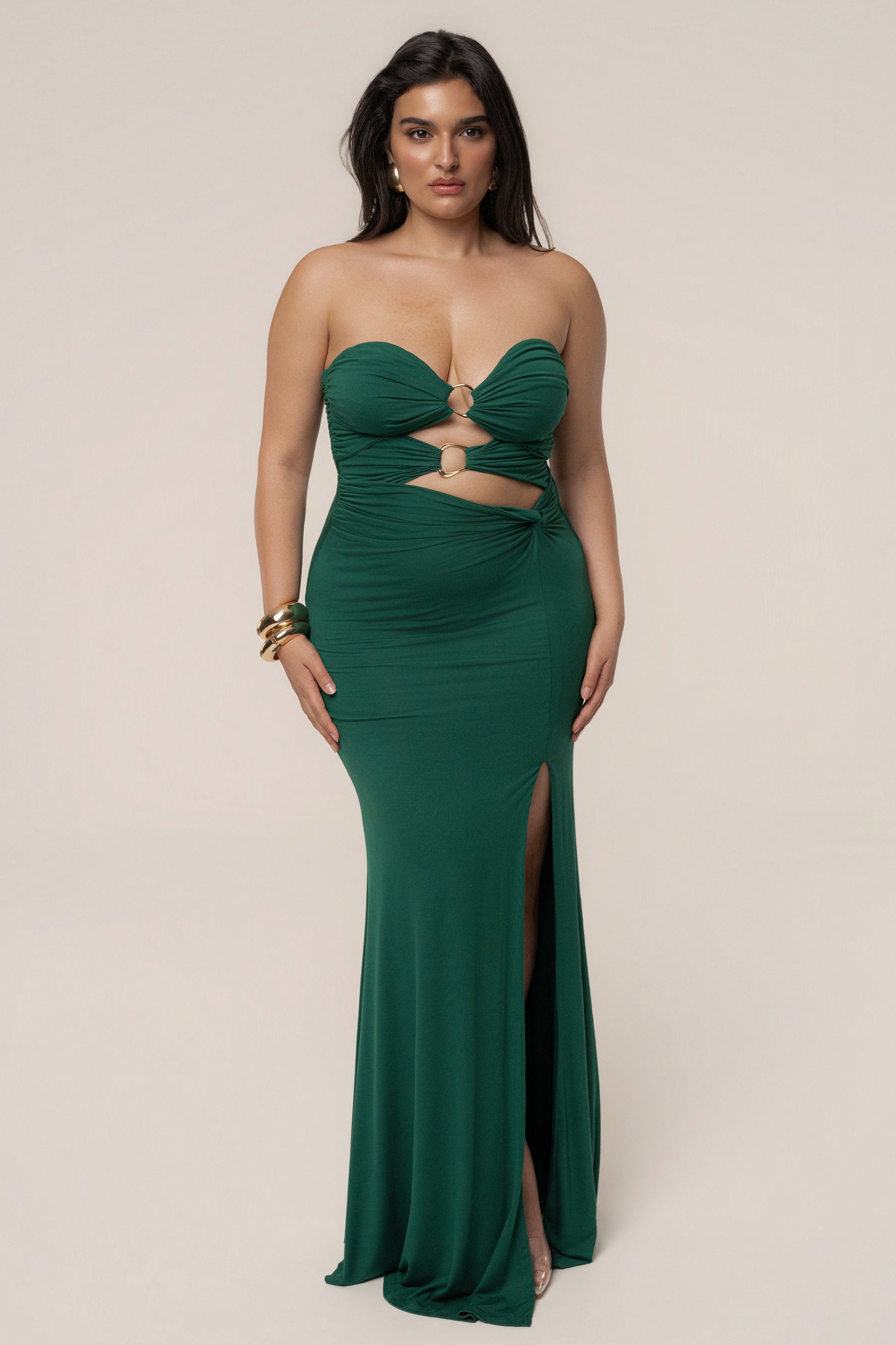 Green Athena Cutout Maxi Dress JLUXLABEL