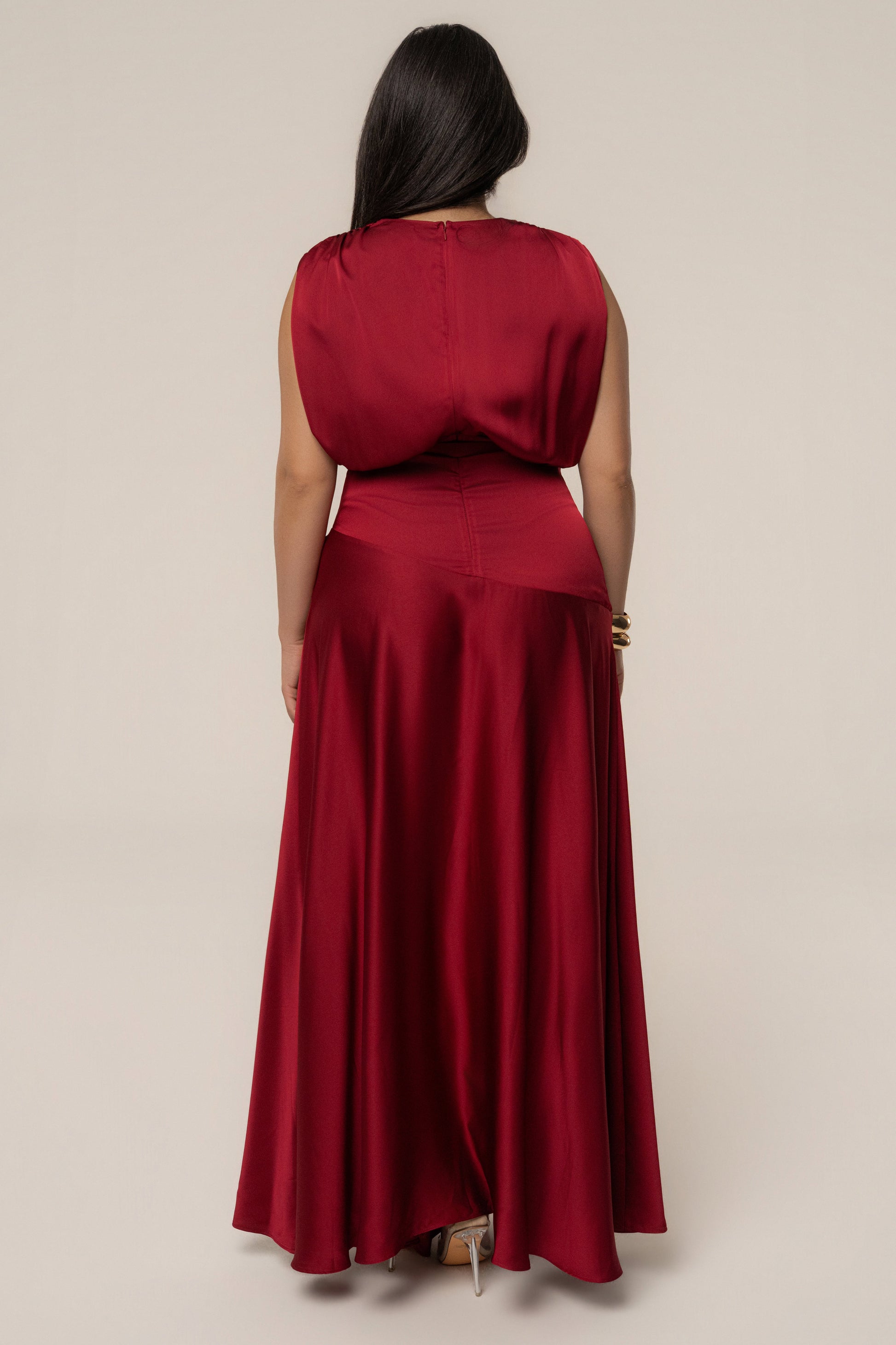 Red Amalia Satin Maxi Dress JLUXLABEL
