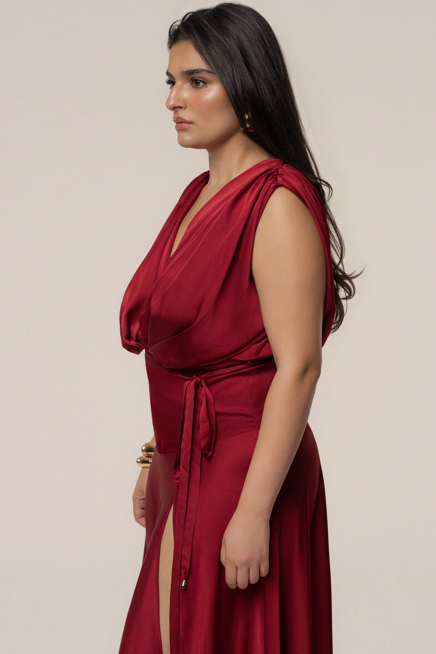 Red Amalia Satin Maxi Dress JLUXLABEL