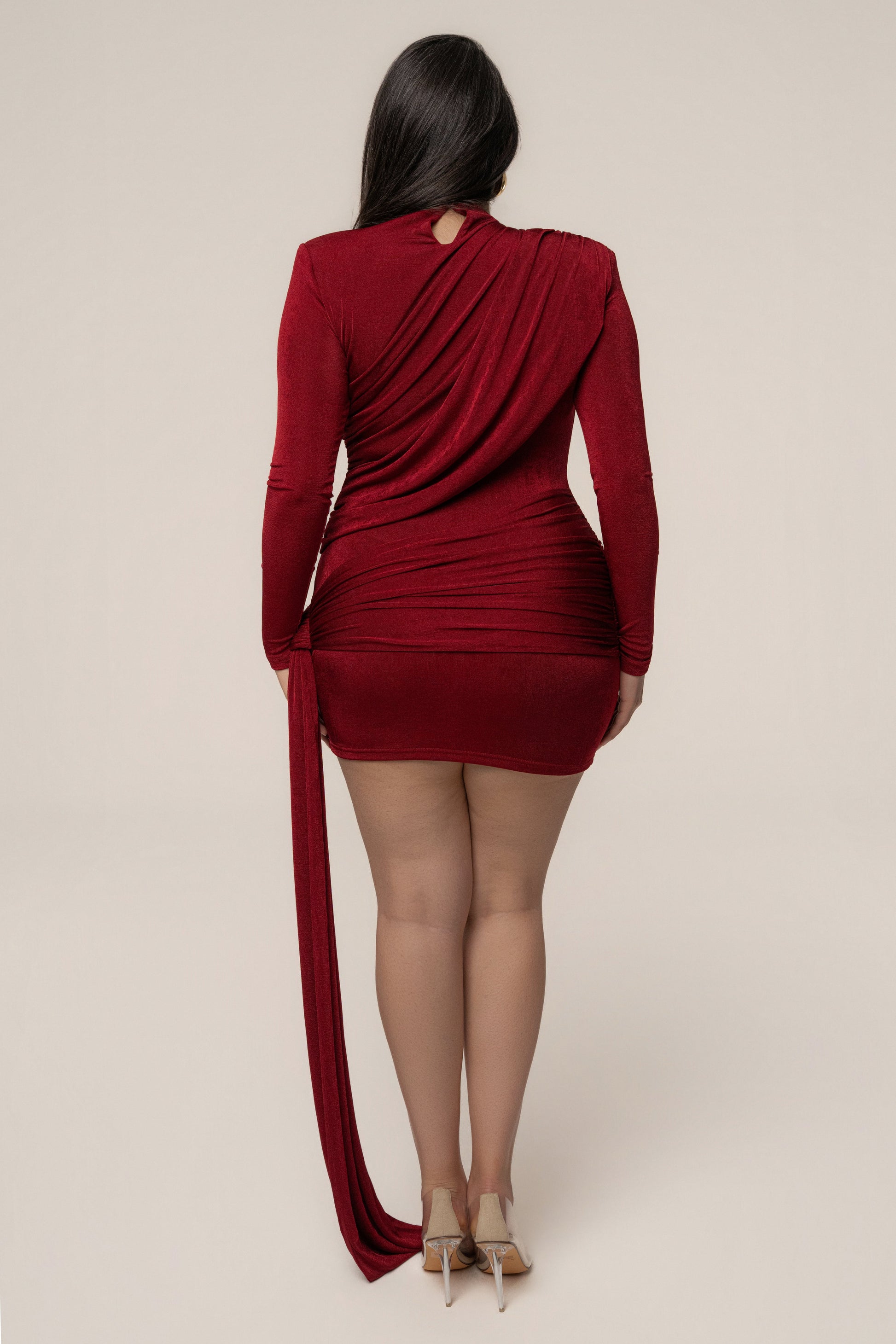 Berry Moments Draped Mini Dress JLUXLABEL