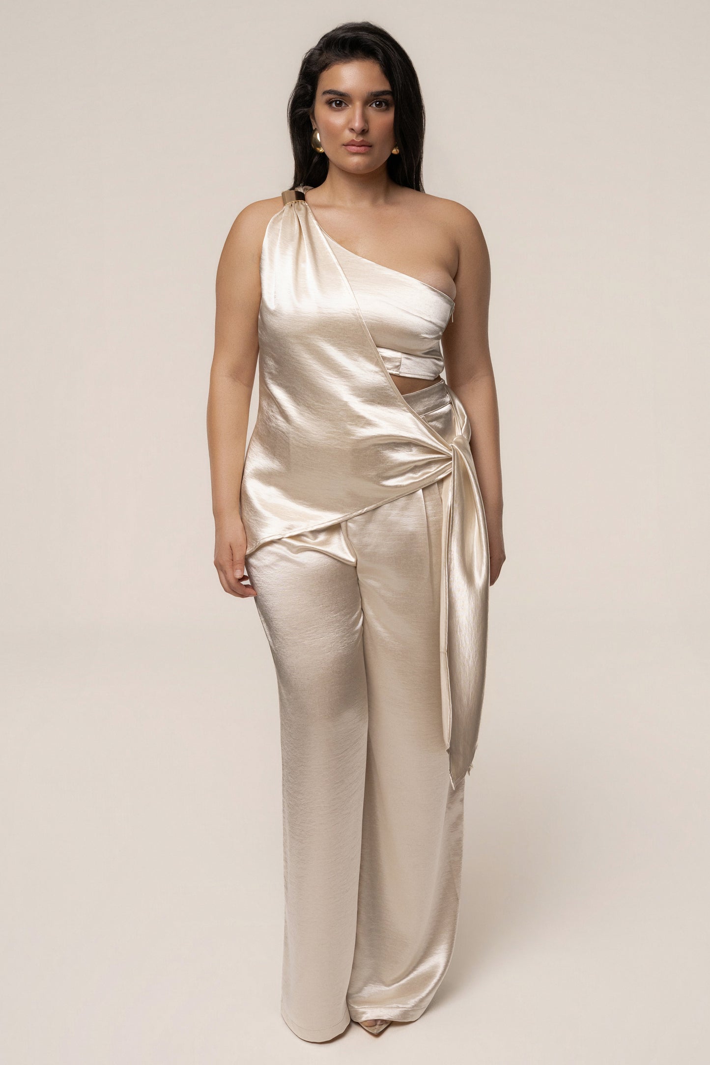 Ivory Thea Satin Pants JLUXLABEL
