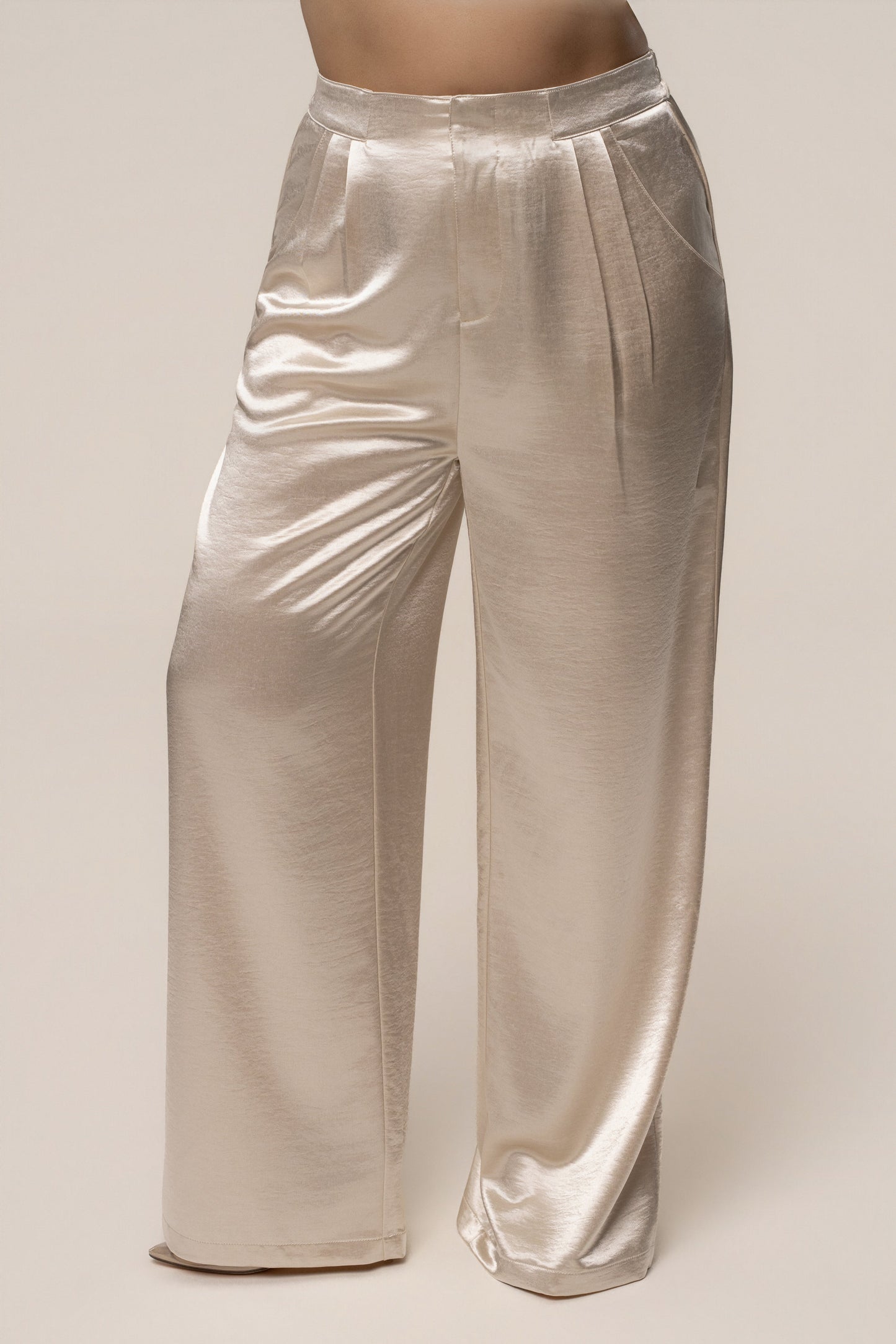 Ivory Thea Satin Pants JLUXLABEL