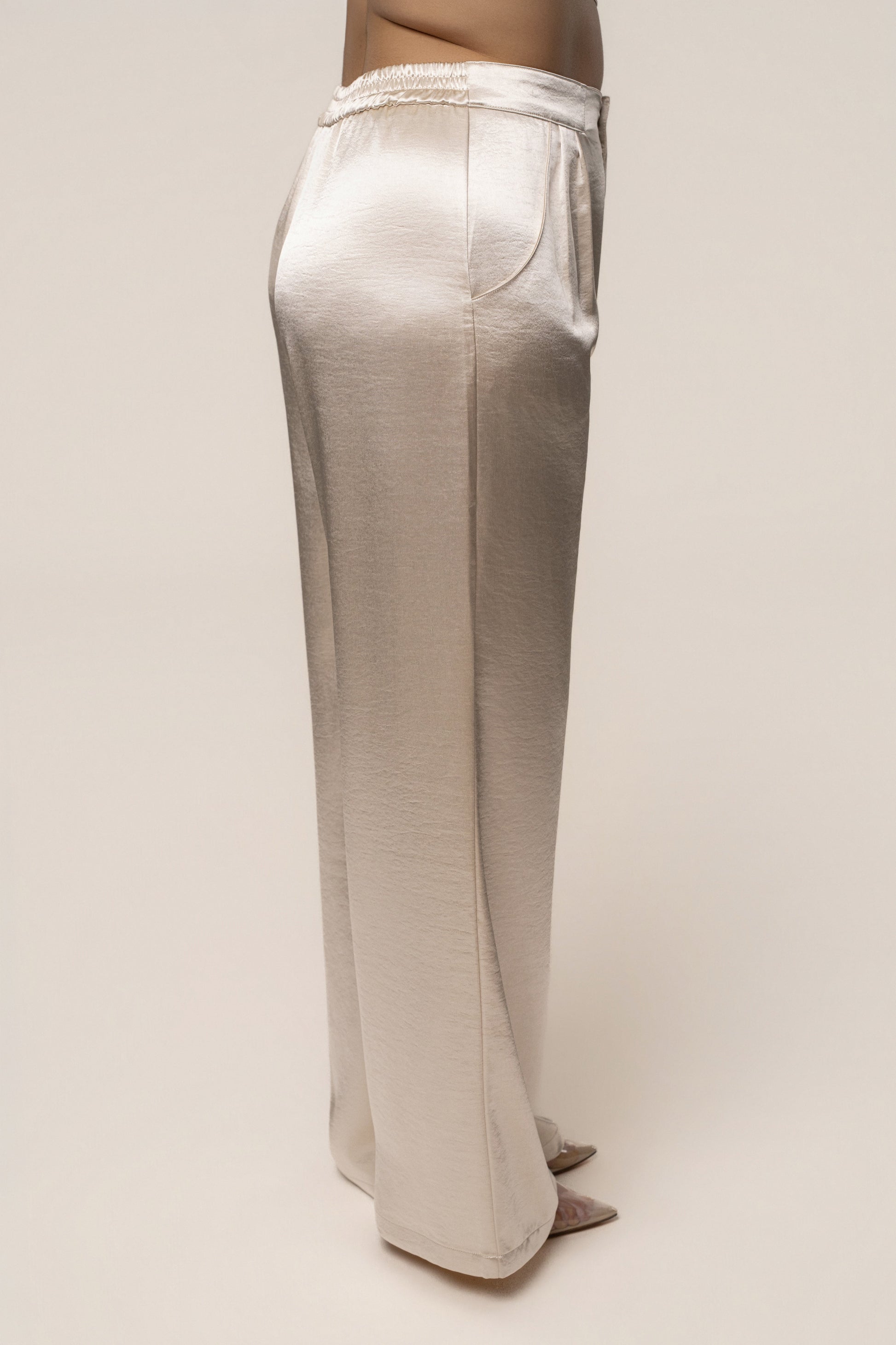 Ivory Thea Satin Pants JLUXLABEL