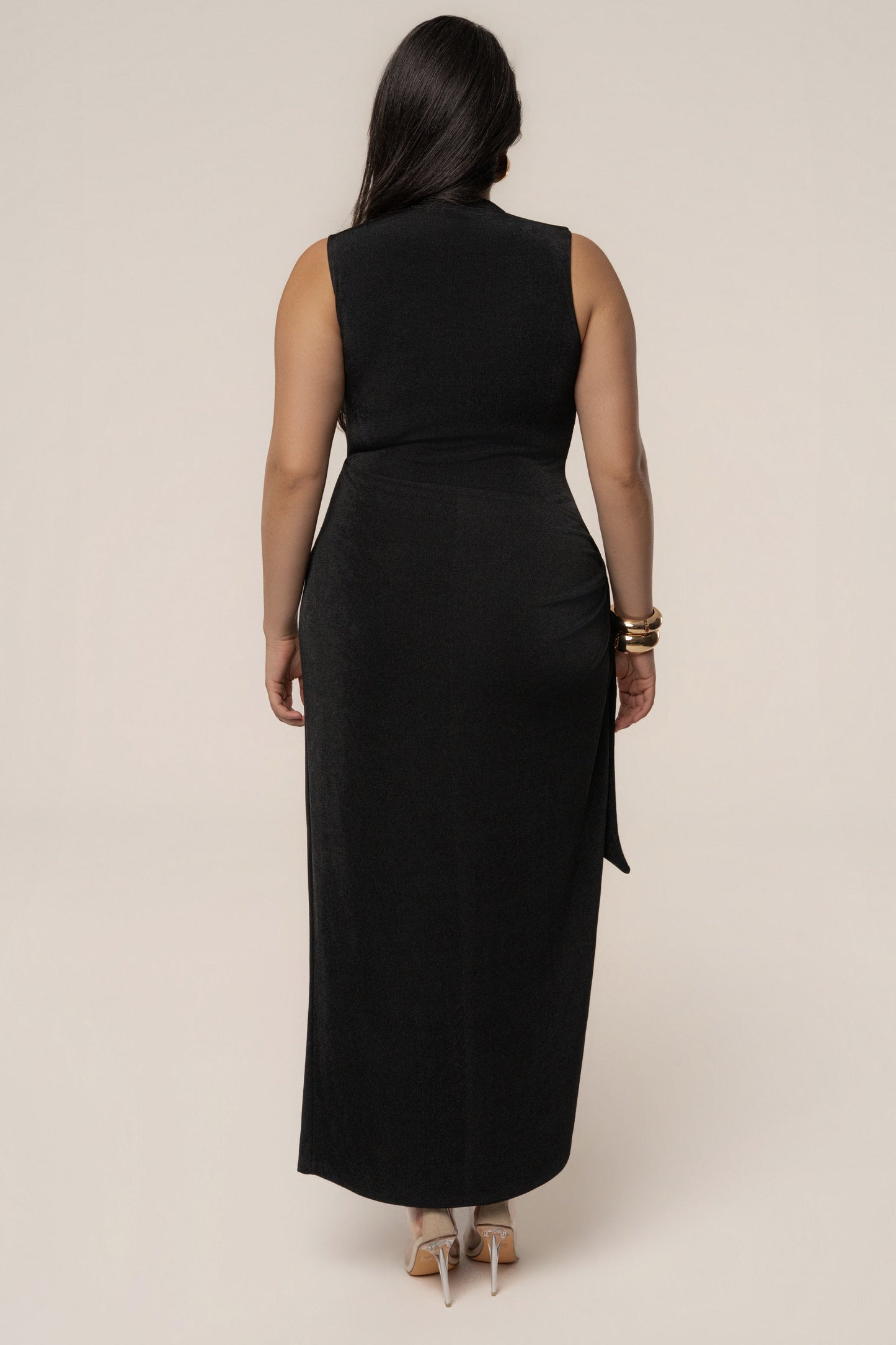 Black Aubree Midi Dress JLUXLABEL