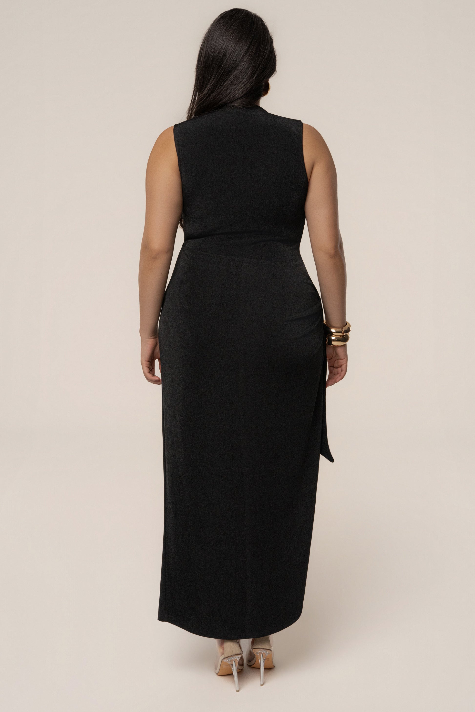 Black Aubree Midi Dress JLUXLABEL